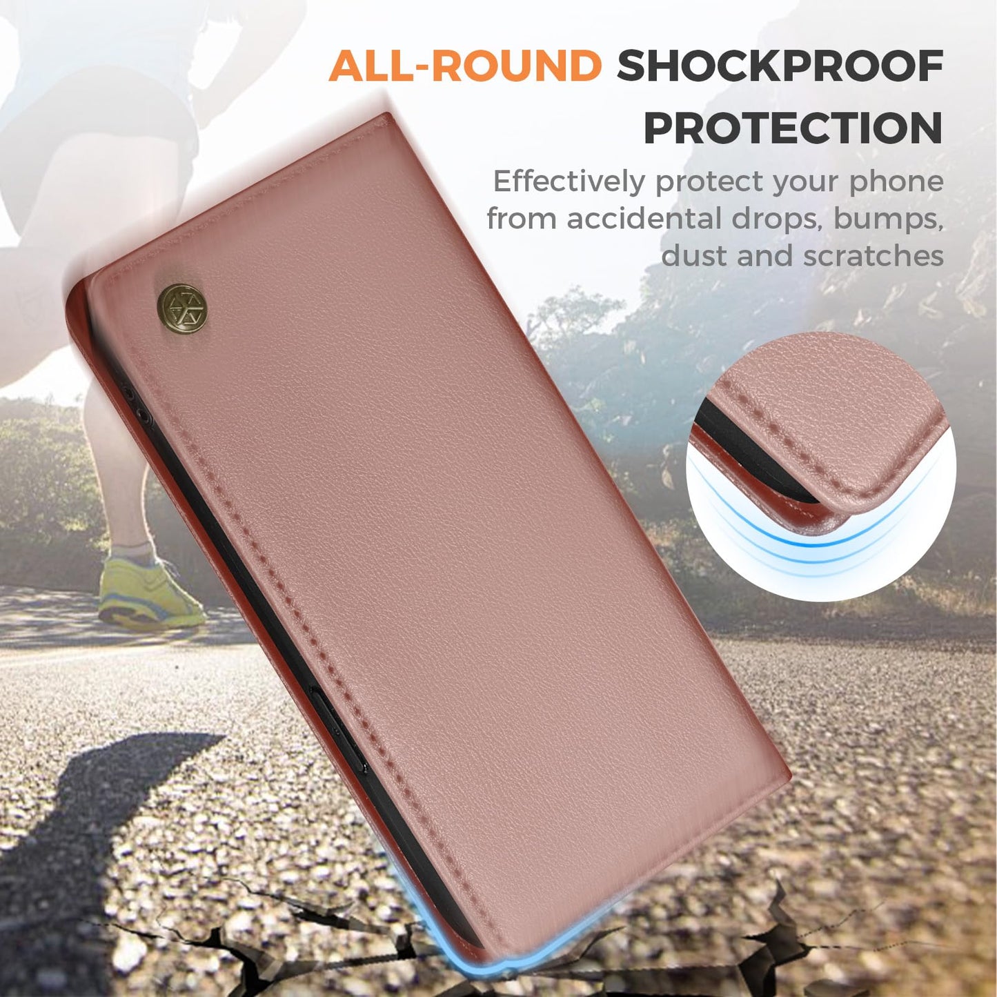 GUCASBE Handyhülle für Samsung Galaxy S24 Ultra Hülle, Premium Lederhülle Klappbar Flip Case RFID Schutzhülle Kartenfach Standfunktion Klapphülle Handytasche für Samsung Galaxy S24 Ultra - Schwarz