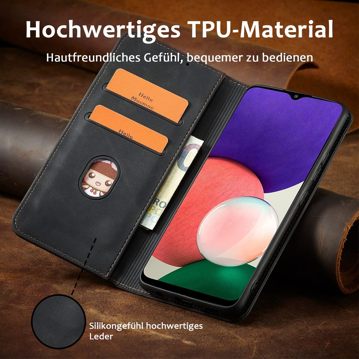 S. Dawezo Hülle für Samsung Galaxy S22 Plus, Premium Leder magnetische Handyhülle mit Ständer, Kartenfach und Brieftasche, Shock Absorbing, kompatibel mit Samsung S22 Plus-Kaffee