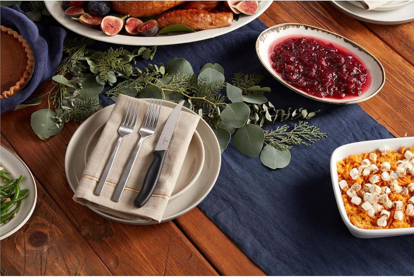 Victorinox Swiss Classic, Tomaten- und Tafelmesser, 6-teilig, Buttermesser, Extra Scharf, Wellenschliff, 11 cm, Rostfreier Stahl, blau