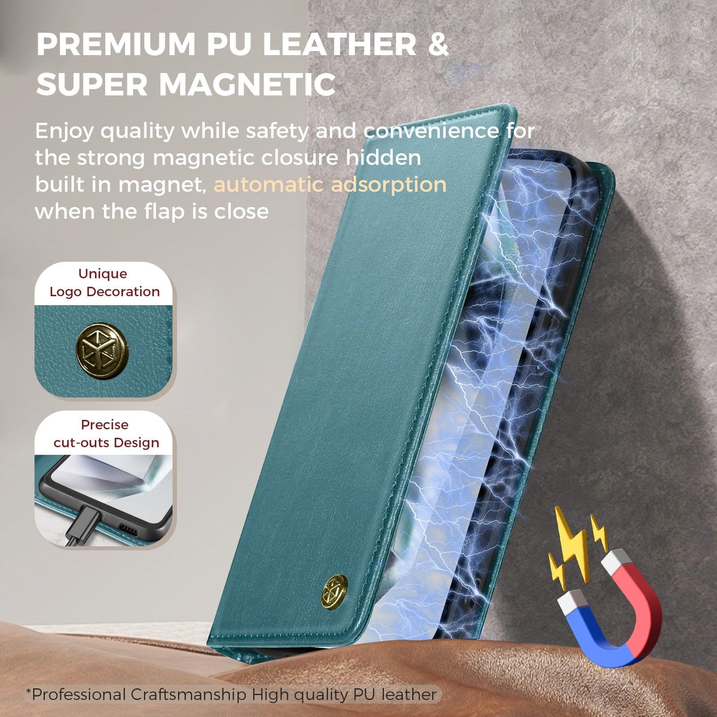 GUCASBE Handyhülle für Samsung Galaxy S24 Ultra Hülle, Premium Lederhülle Klappbar Flip Case RFID Schutzhülle Kartenfach Standfunktion Klapphülle Handytasche für Samsung Galaxy S24 Ultra - Schwarz