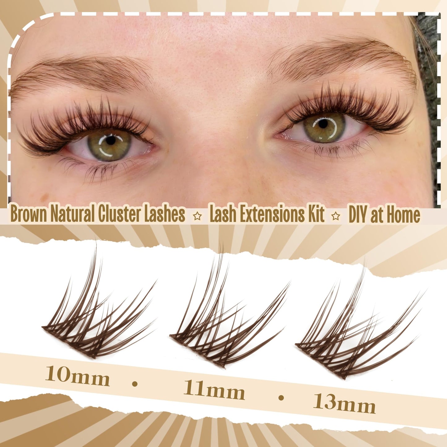 Wimpern Extensions Set Künstliche Wimpern Natürliche DIY Wimpernverlängerung Cluster Wimpern 16MM Individuelle Lashes Kit 40D Nerz Wimpern Fluffy mit Lash Bond und Seal Lash Tweezers