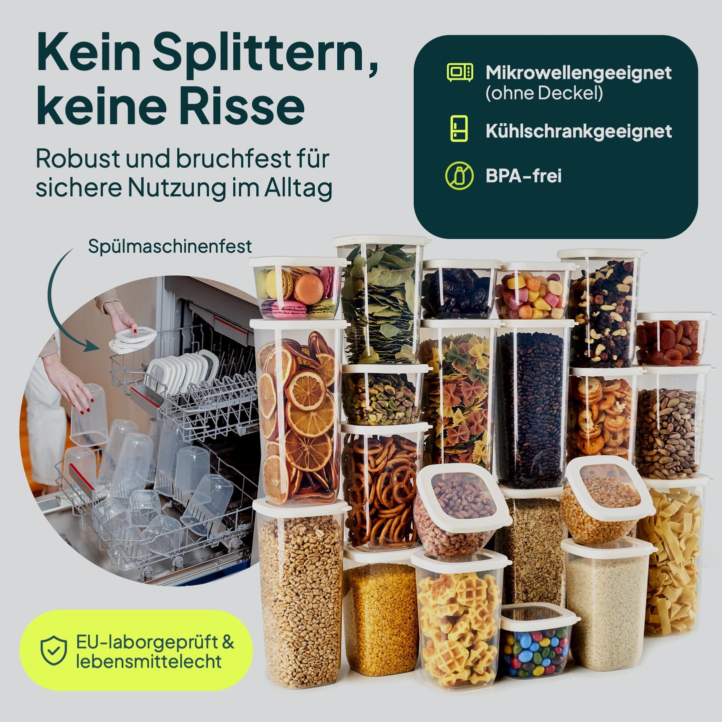 uandu Vorratsdosen mit Deckel Luftdicht - 12er Vorratsbehälter Set | Aufbewahrungsbox Küche Aufbewahrung & Organisation | BPA Frei | Küchen Organizer | Vorratsdosen für alle trockenen Lebensmittel