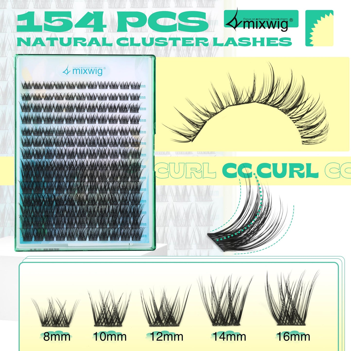 Wimpern Extensions Set Künstliche Wimpern Natürliche DIY Wimpernverlängerung Cluster Wimpern 16MM Individuelle Lashes Kit 40D Nerz Wimpern Fluffy mit Lash Bond und Seal Lash Tweezers