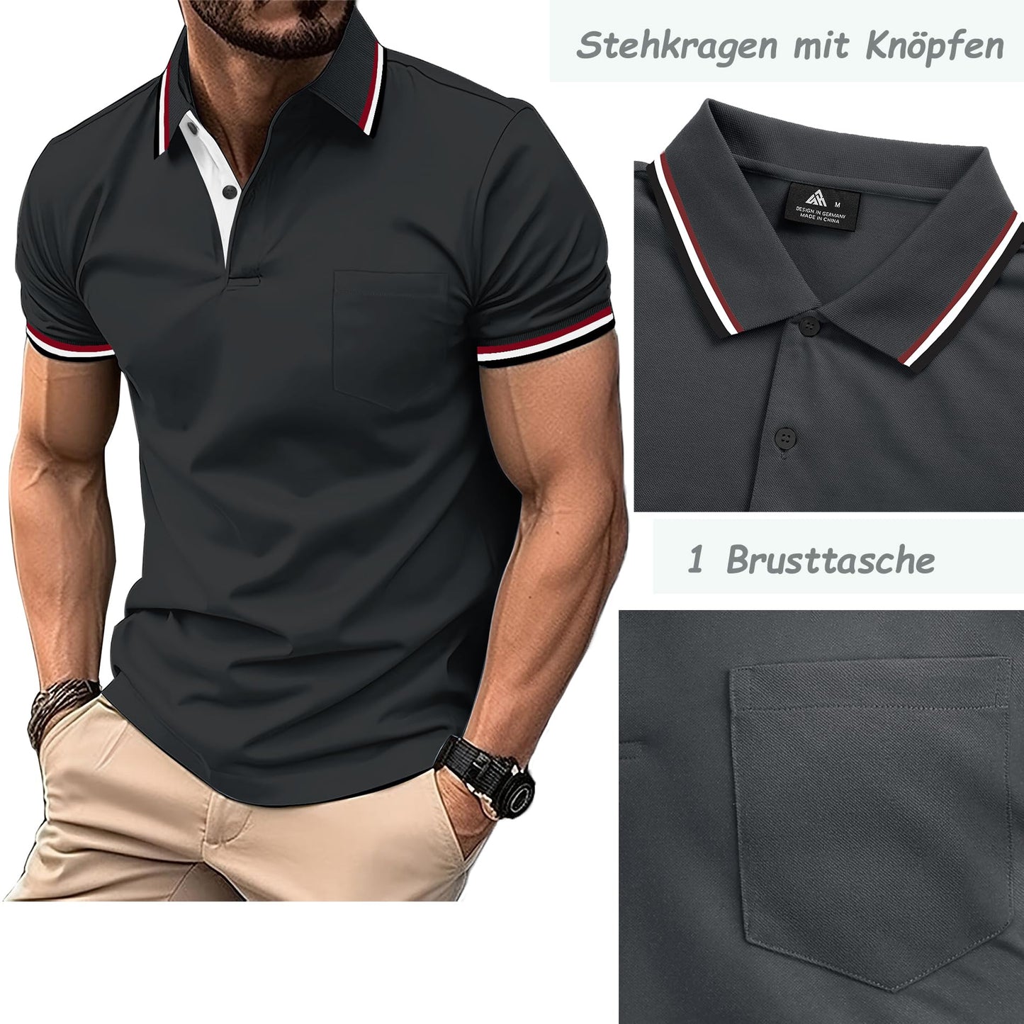 LLdress 3er Pack Poloshirt Herren Kurzarm Atmungsaktiv Poloshirt Set Leichtes Golf Polohemd Schnelltrocknend T Shirt