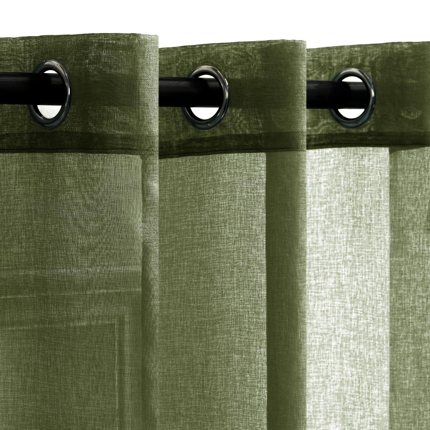 Woaboy Voile Curtains, Short Curtains, Transparent Living Room with Eyelets, Store Curtains for the Bedroom, Eyelet Curtain, Panel Curtain, Loop Curtains, Modern, Set of 2, 140 x 145 cm (W x H), Beige