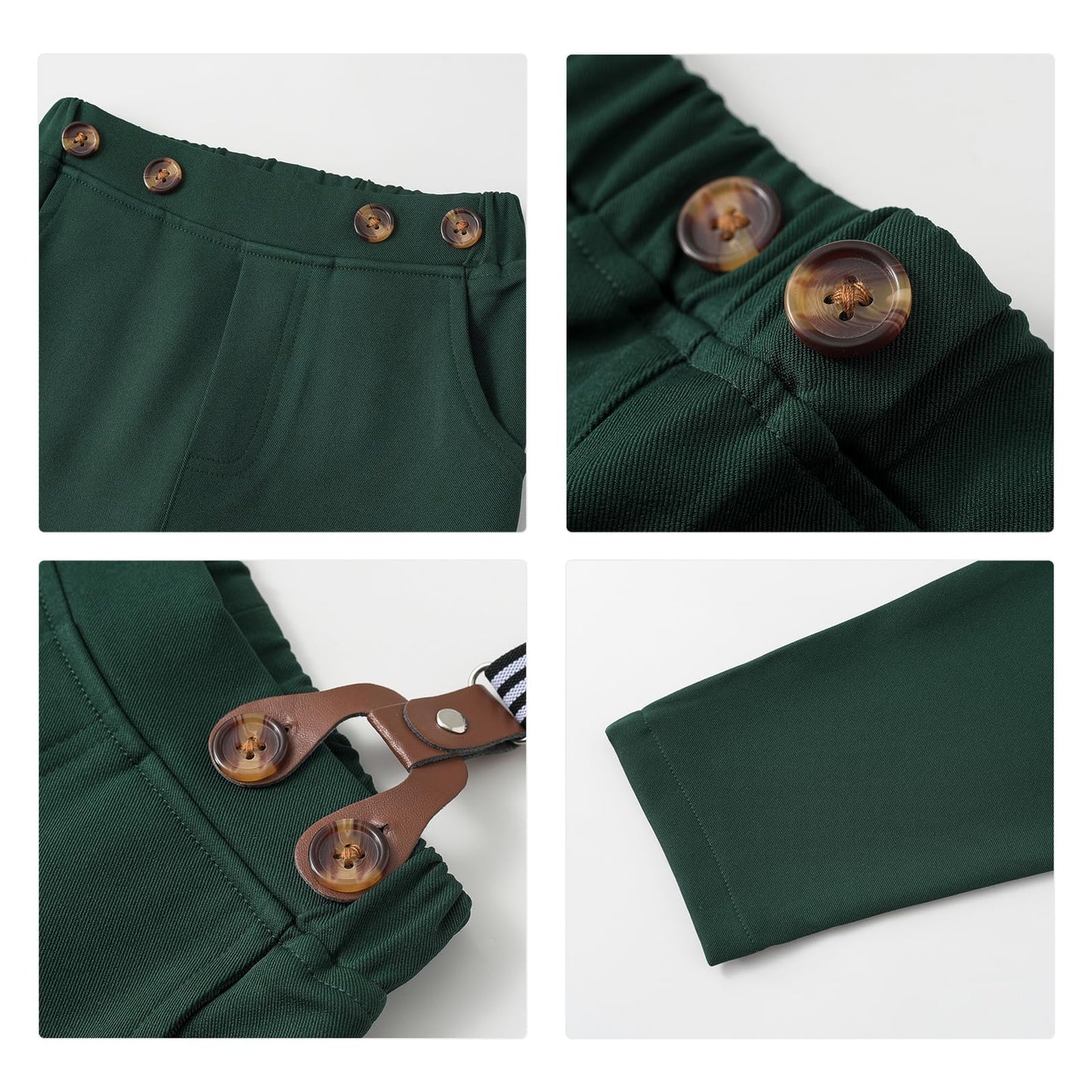 Volunboy Baby Jungen Anzug Set Bekleidung Hemd mit Fliege + Hosenträger Hosen Strampler Anzug