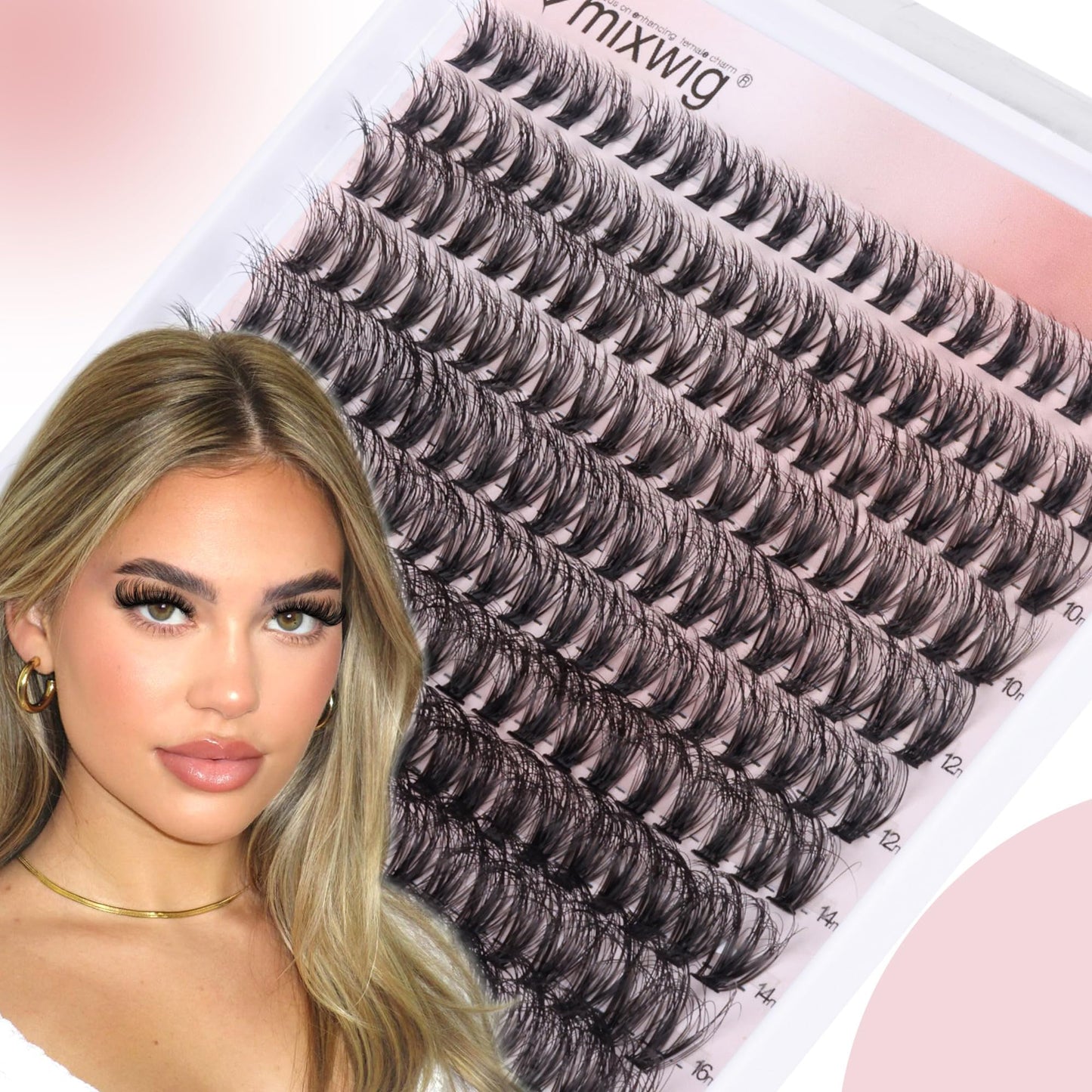 Wimpern Extensions Set Künstliche Wimpern Natürliche DIY Wimpernverlängerung Cluster Wimpern 16MM Individuelle Lashes Kit 40D Nerz Wimpern Fluffy mit Lash Bond und Seal Lash Tweezers