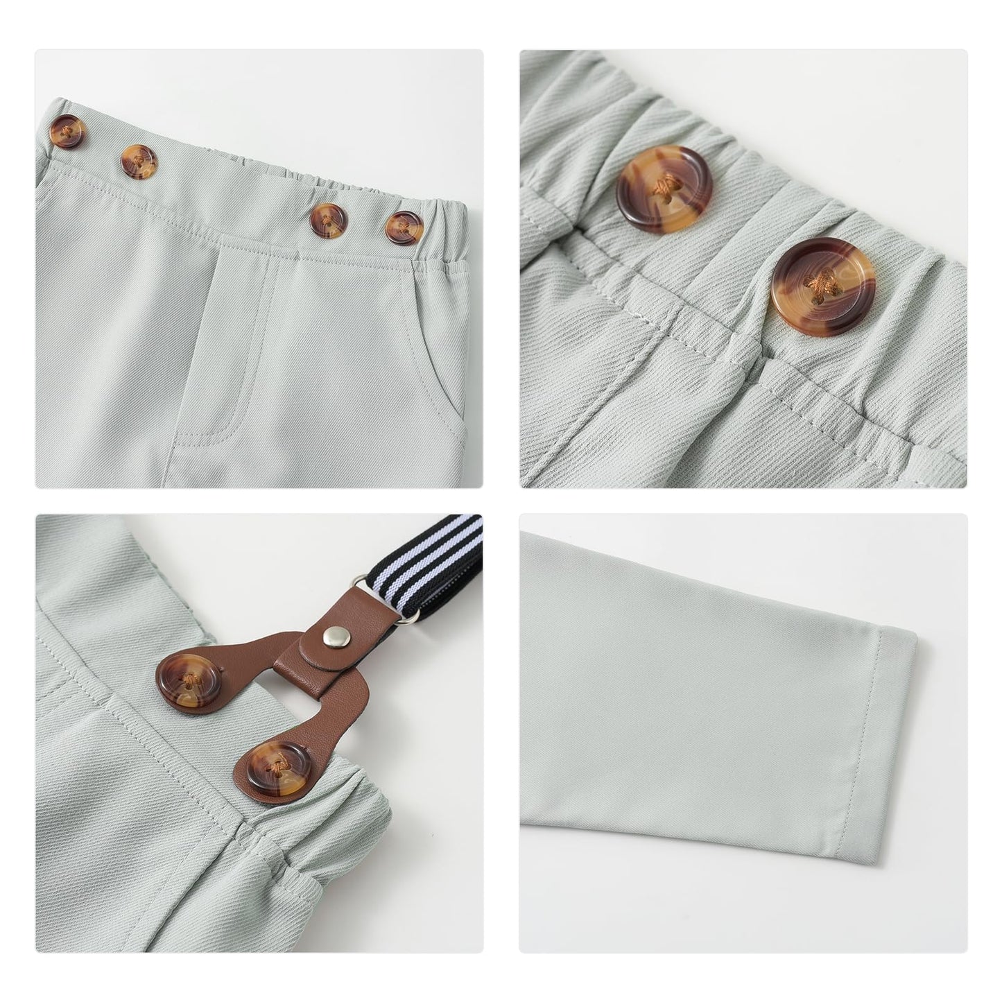 Volunboy Baby Jungen Anzug Set Bekleidung Hemd mit Fliege + Hosenträger Hosen Strampler Anzug