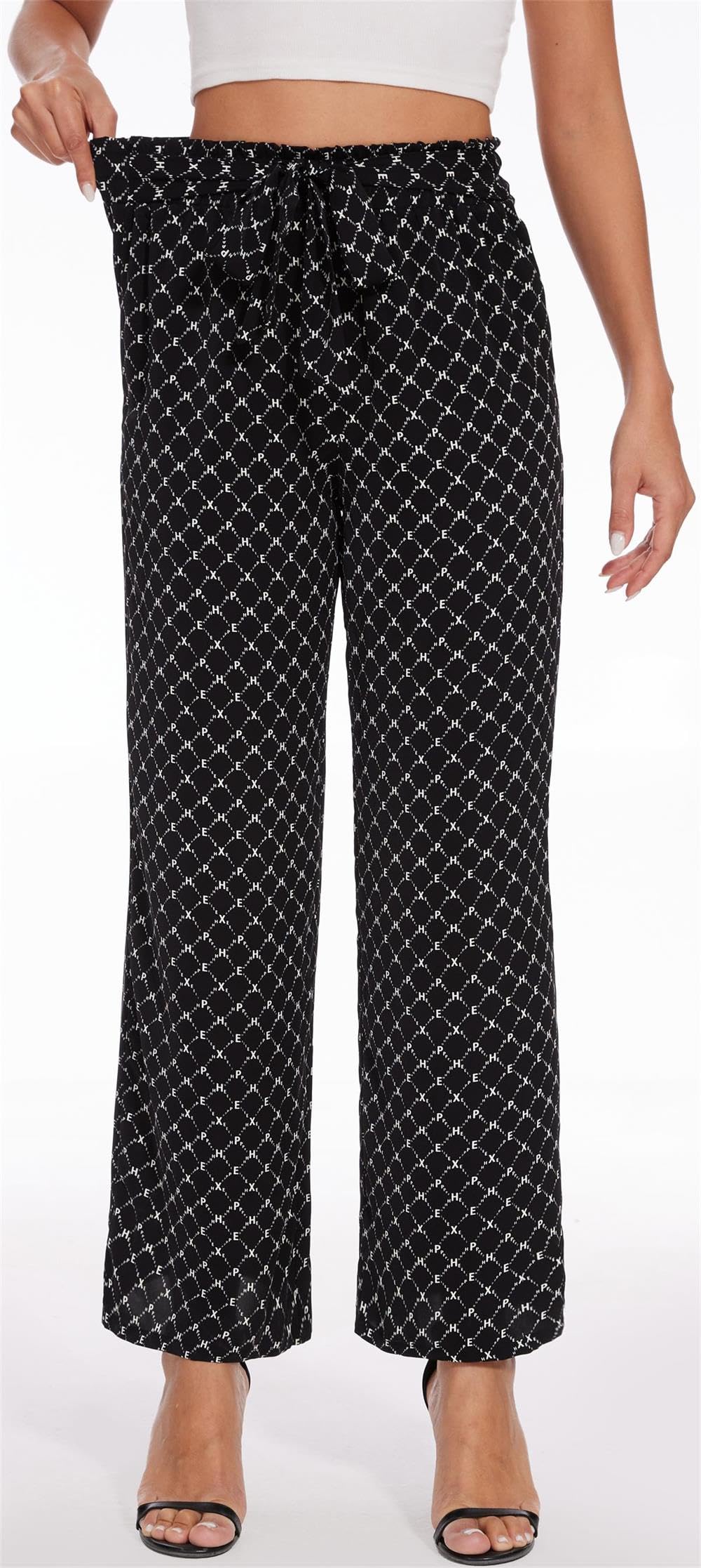 Actcat Damen Hose mit weitem Bein Leicht und Elegant Elastischer Bund Sommerhose mit Taschen für Legere Arbeit Geeignet