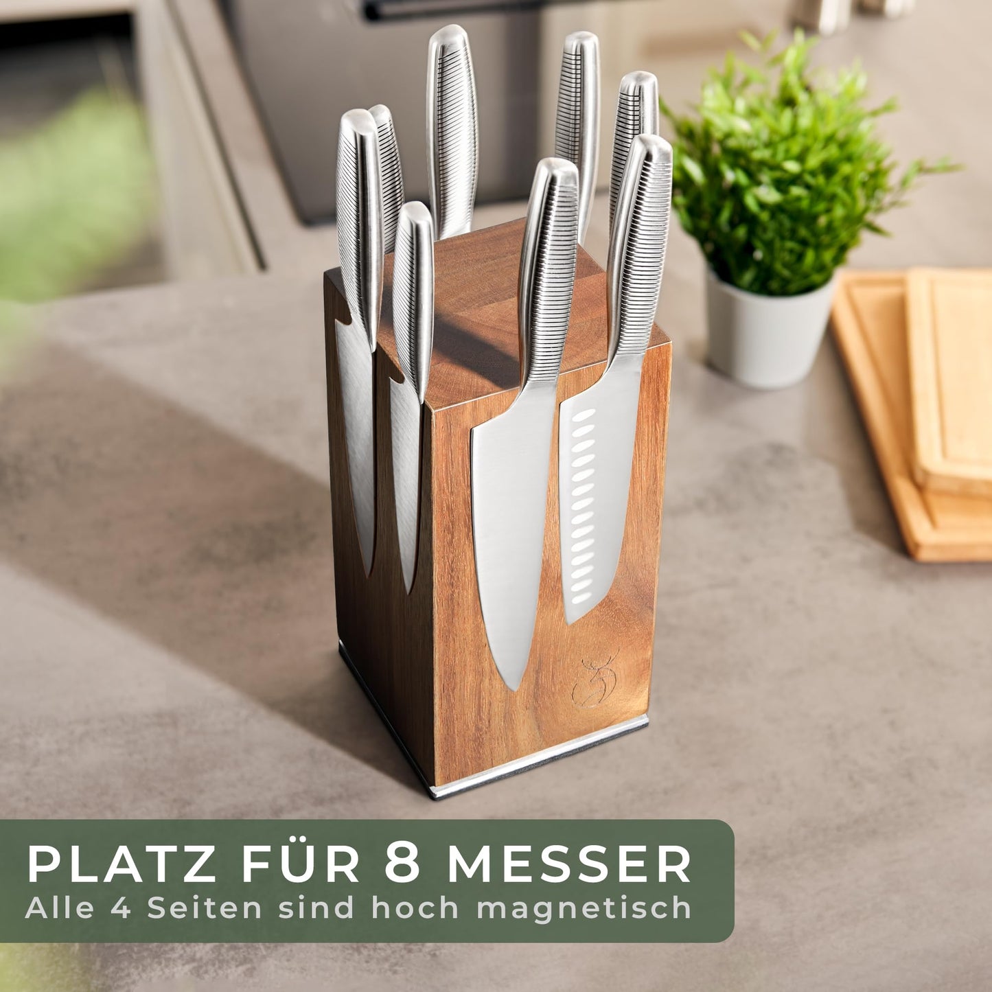 WALDWERK Küchenhelfer Set aus Teakholz - 4 teiliges Kochlöffel Set mit Pfannenwender, Holzlöffel, Nudelschöpfer und Halterung - Kochlöffel Holz - Pfannenwender Holz - Kochutensilien Set