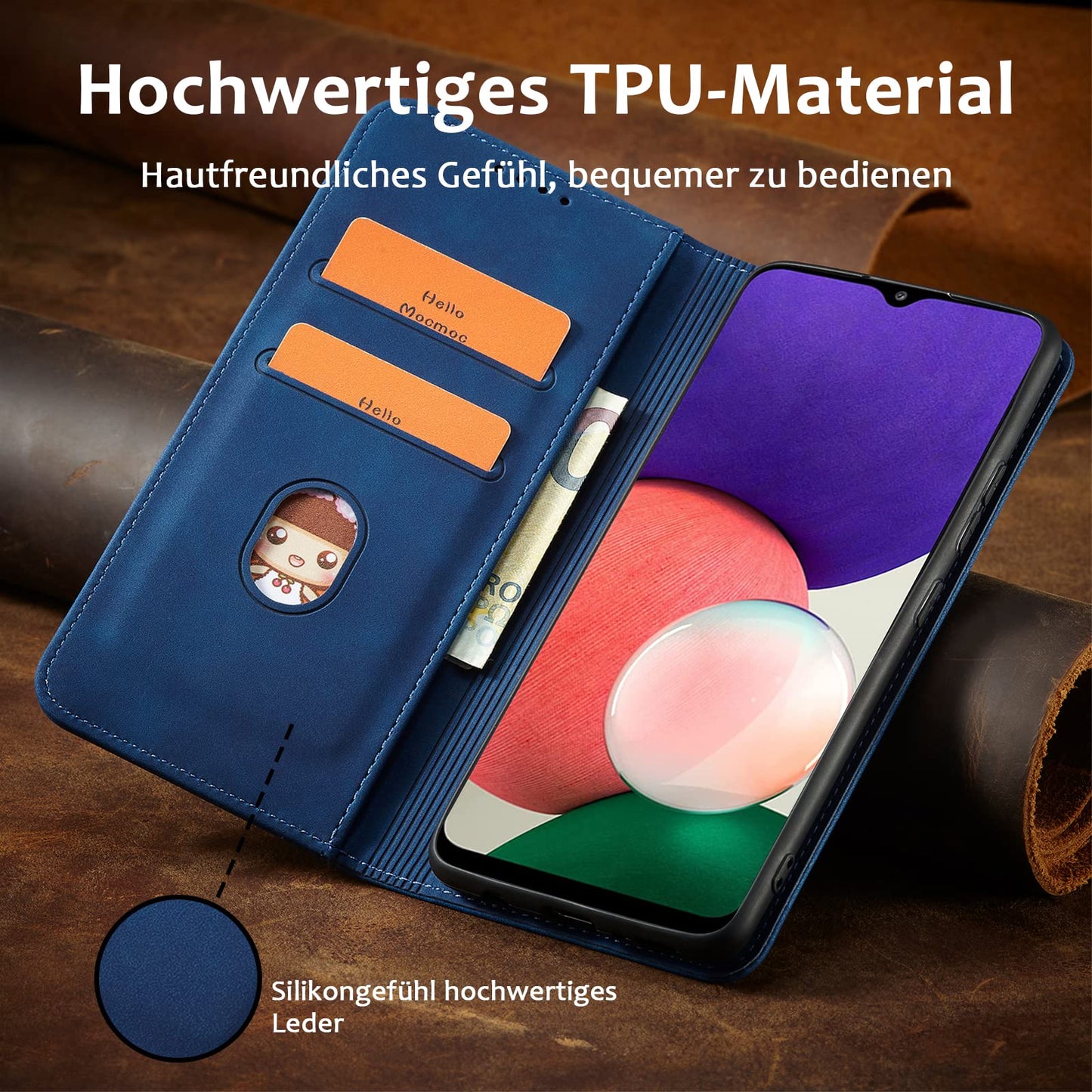 S. Dawezo Hülle für Samsung Galaxy S22 Plus, Premium Leder magnetische Handyhülle mit Ständer, Kartenfach und Brieftasche, Shock Absorbing, kompatibel mit Samsung S22 Plus-Kaffee