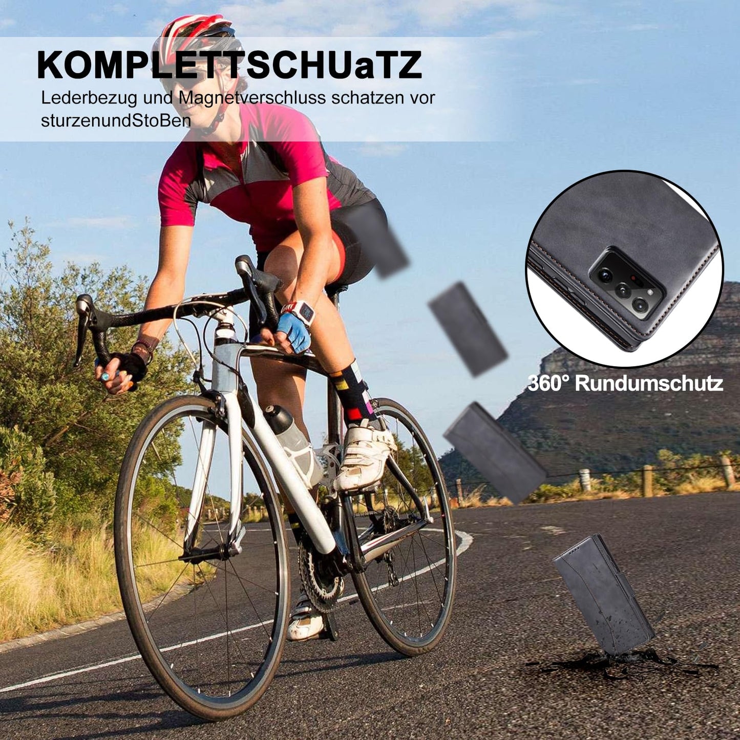 S. Dawezo Hülle für Samsung Galaxy S22 Plus, Premium Leder magnetische Handyhülle mit Ständer, Kartenfach und Brieftasche, Shock Absorbing, kompatibel mit Samsung S22 Plus-Kaffee