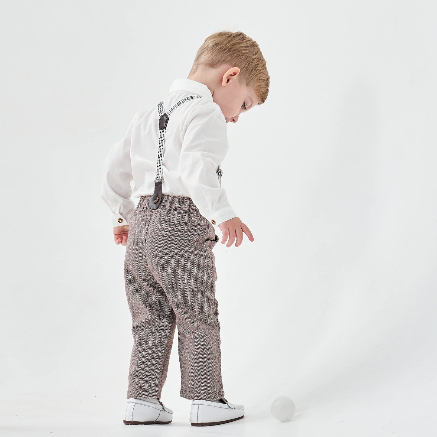 Volunboy Baby Jungen Anzug Set Bekleidung Hemd mit Fliege + Hosenträger Hosen Strampler Anzug