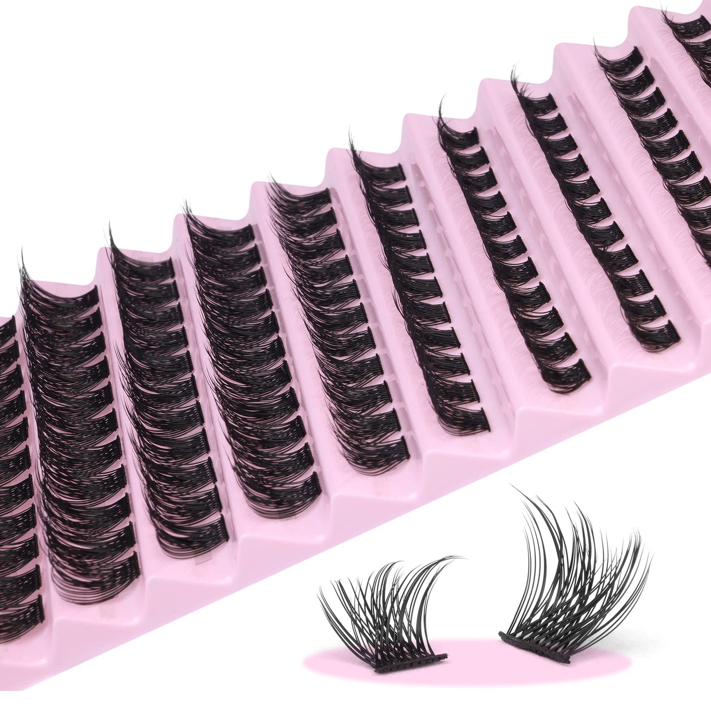 Wimpern Extensions Set Künstliche Wimpern Natürliche DIY Wimpernverlängerung Cluster Wimpern 16MM Individuelle Lashes Kit 40D Nerz Wimpern Fluffy mit Lash Bond und Seal Lash Tweezers