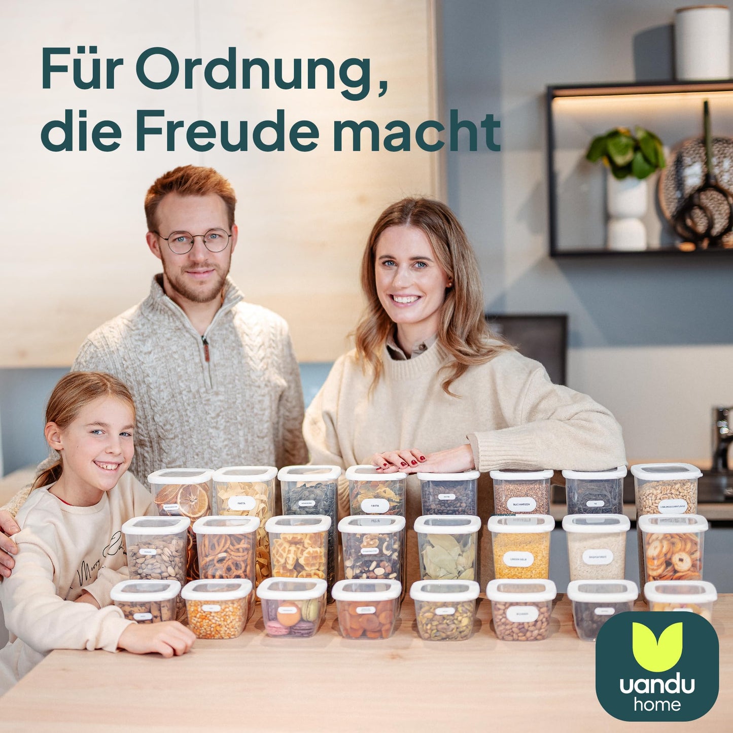 uandu Vorratsdosen mit Deckel Luftdicht - 12er Vorratsbehälter Set | Aufbewahrungsbox Küche Aufbewahrung & Organisation | BPA Frei | Küchen Organizer | Vorratsdosen für alle trockenen Lebensmittel