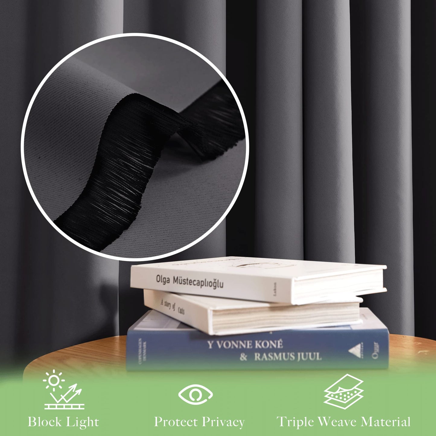 KGORGE Blackout Curtain Grey with Eyelets Door Curtain 200 cm Long - 1 Piece H 200 x W 140 cm Thermal Curtain Front Door Curtains Opaque Living Room Door Curtain Darkening Curtains Blackout