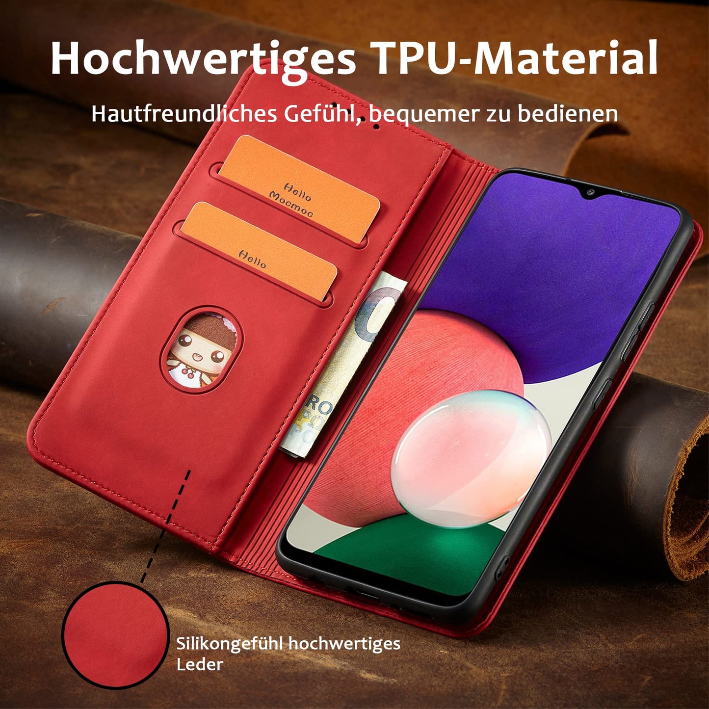 S. Dawezo Hülle für Samsung Galaxy S22 Plus, Premium Leder magnetische Handyhülle mit Ständer, Kartenfach und Brieftasche, Shock Absorbing, kompatibel mit Samsung S22 Plus-Kaffee