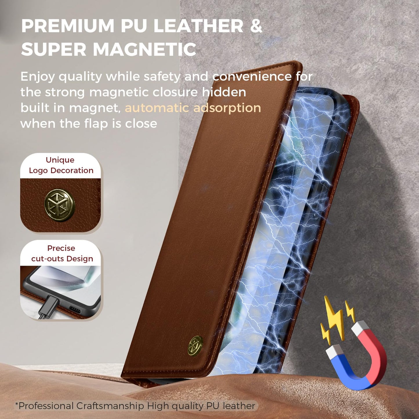 GUCASBE Handyhülle für Samsung Galaxy S24 Ultra Hülle, Premium Lederhülle Klappbar Flip Case RFID Schutzhülle Kartenfach Standfunktion Klapphülle Handytasche für Samsung Galaxy S24 Ultra - Schwarz