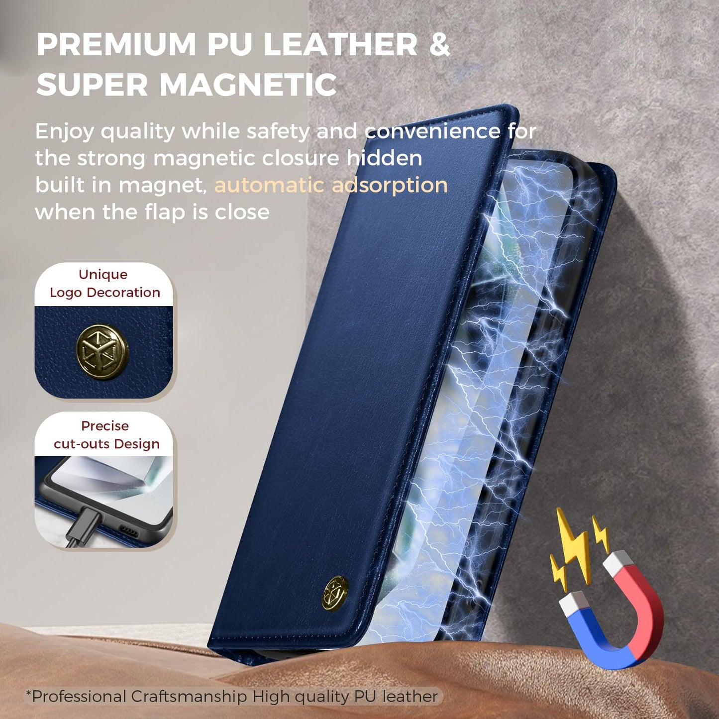 GUCASBE Handyhülle für Samsung Galaxy S24 Ultra Hülle, Premium Lederhülle Klappbar Flip Case RFID Schutzhülle Kartenfach Standfunktion Klapphülle Handytasche für Samsung Galaxy S24 Ultra - Schwarz
