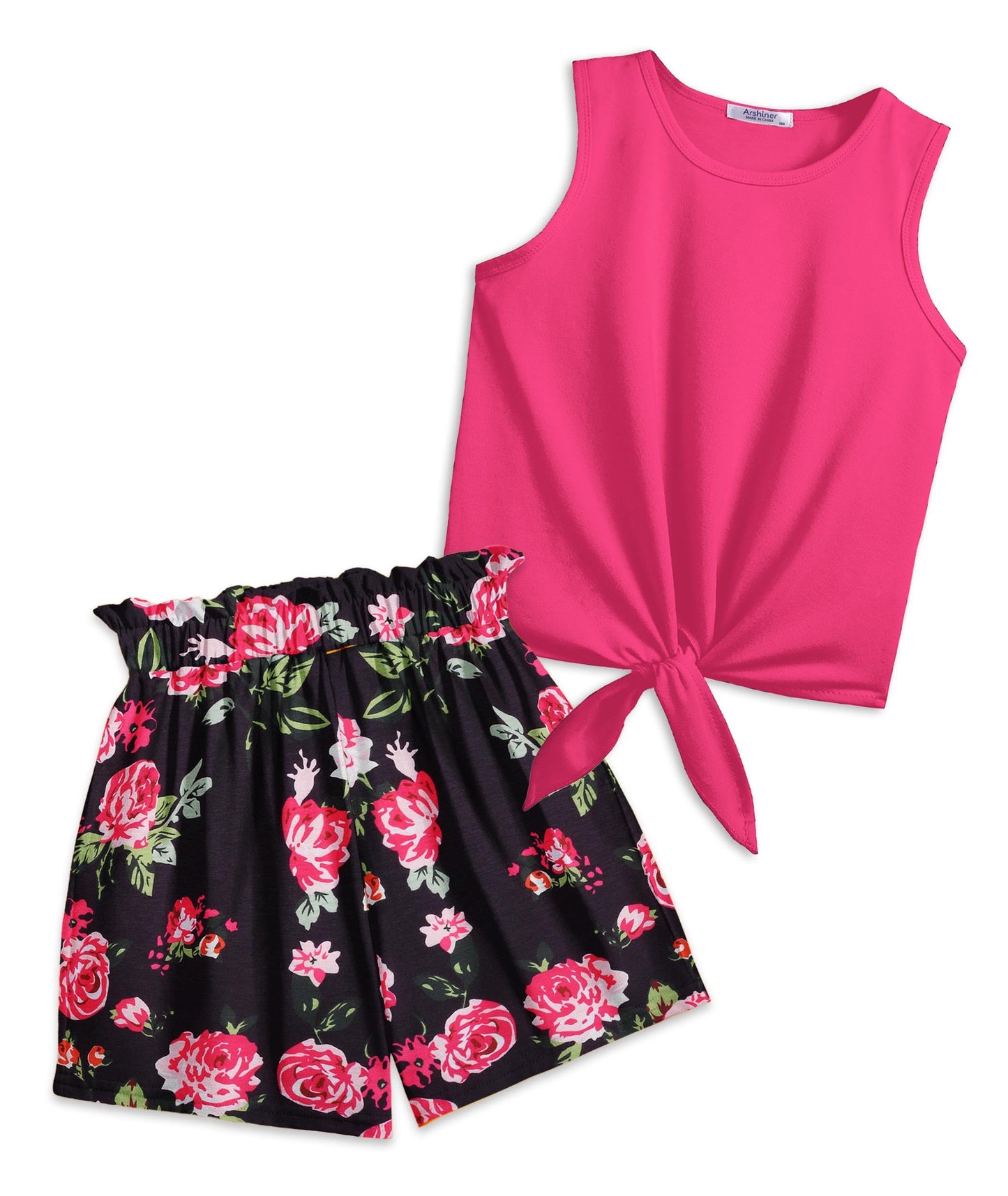 Arshiner Mädchen Tanktops mit Shorts Set Kinder Sommer Bekleidungssets Lässige Mode Ärmelloses T-Shirts Kleidung Sets für Mädchen