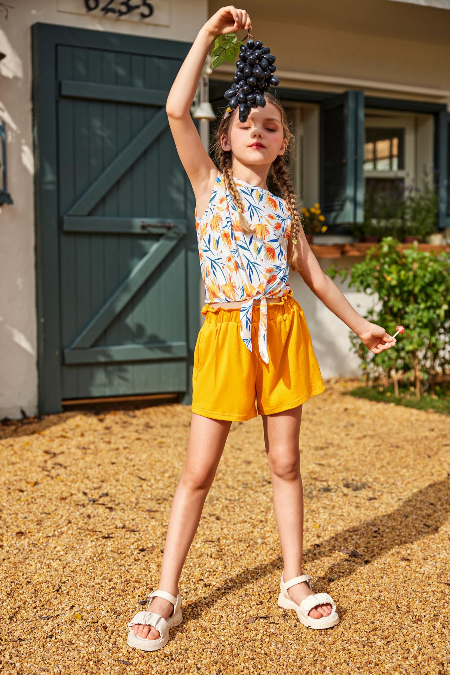 Arshiner Mädchen Tanktops mit Shorts Set Kinder Sommer Bekleidungssets Lässige Mode Ärmelloses T-Shirts Kleidung Sets für Mädchen