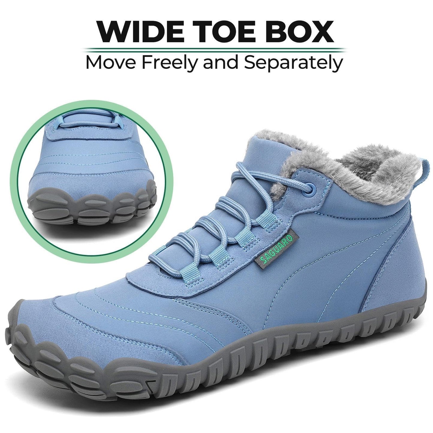 SAGUARO Winter Barfußschuhe Warm Gefüttert Winterschuhe für Damen Herren,EU Gr.36-48
