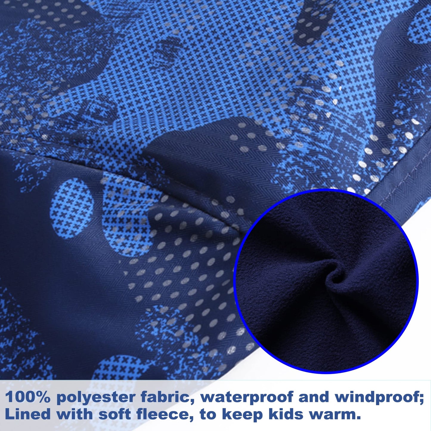 Regenjacke Kinder, Kapuzen Outdoor Wasserdichte Jacke Jungen Softshelljacke Kinder Fleecefütterung Übergangsjacke Gefütterte Regenjacke Regenmantel mit Kapuze 9-10 Jahre