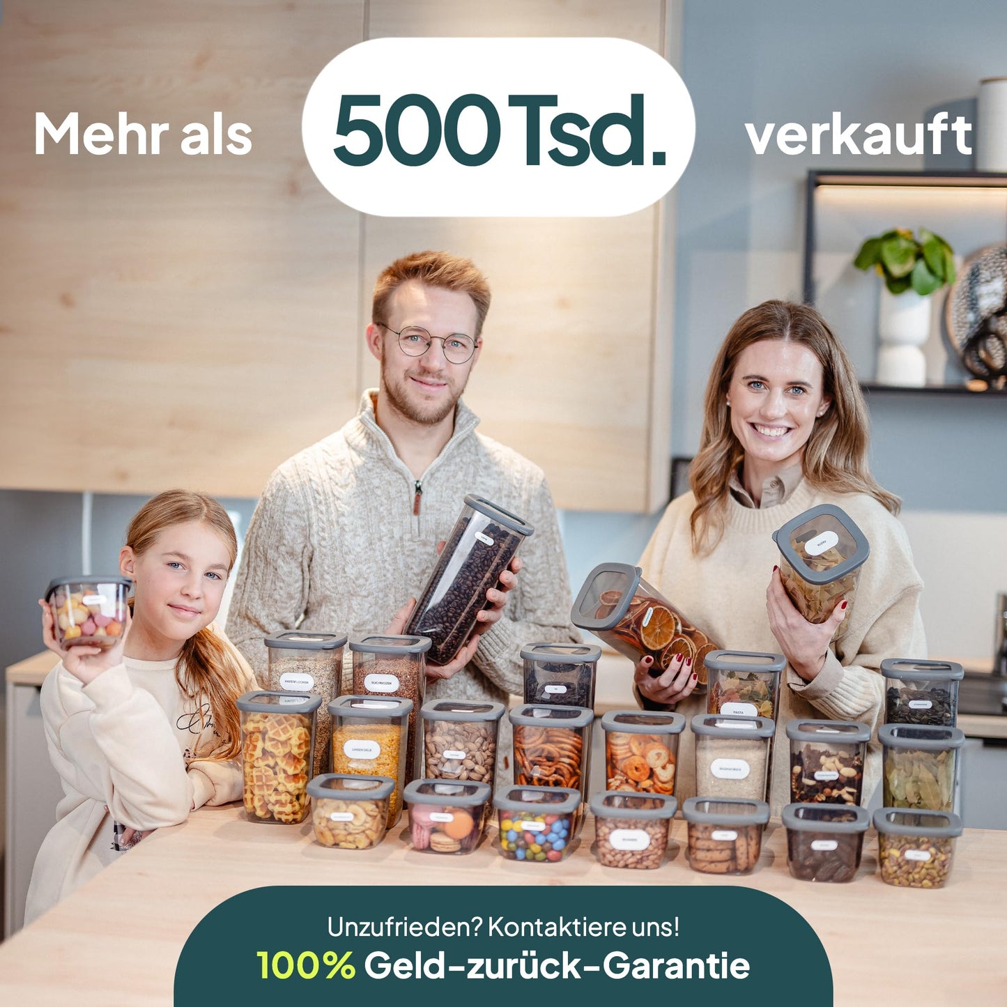uandu Vorratsdosen mit Deckel Luftdicht - 12er Vorratsbehälter Set | Aufbewahrungsbox Küche Aufbewahrung & Organisation | BPA Frei | Küchen Organizer | Vorratsdosen für alle trockenen Lebensmittel