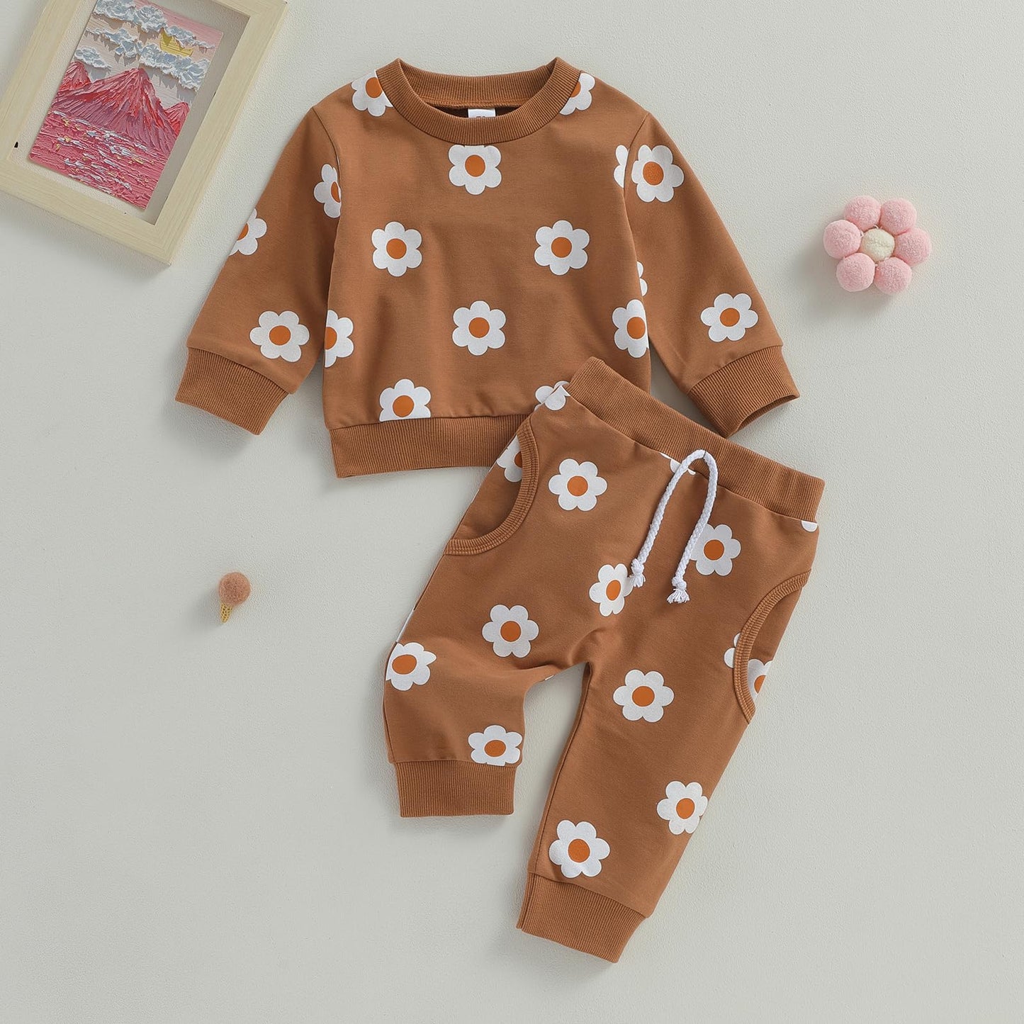 Himllauen Baby Mädchen Kleidung Sweatshirt + Lange Hose Zweiteiler Babykleidung Set Kleinkind Outfits