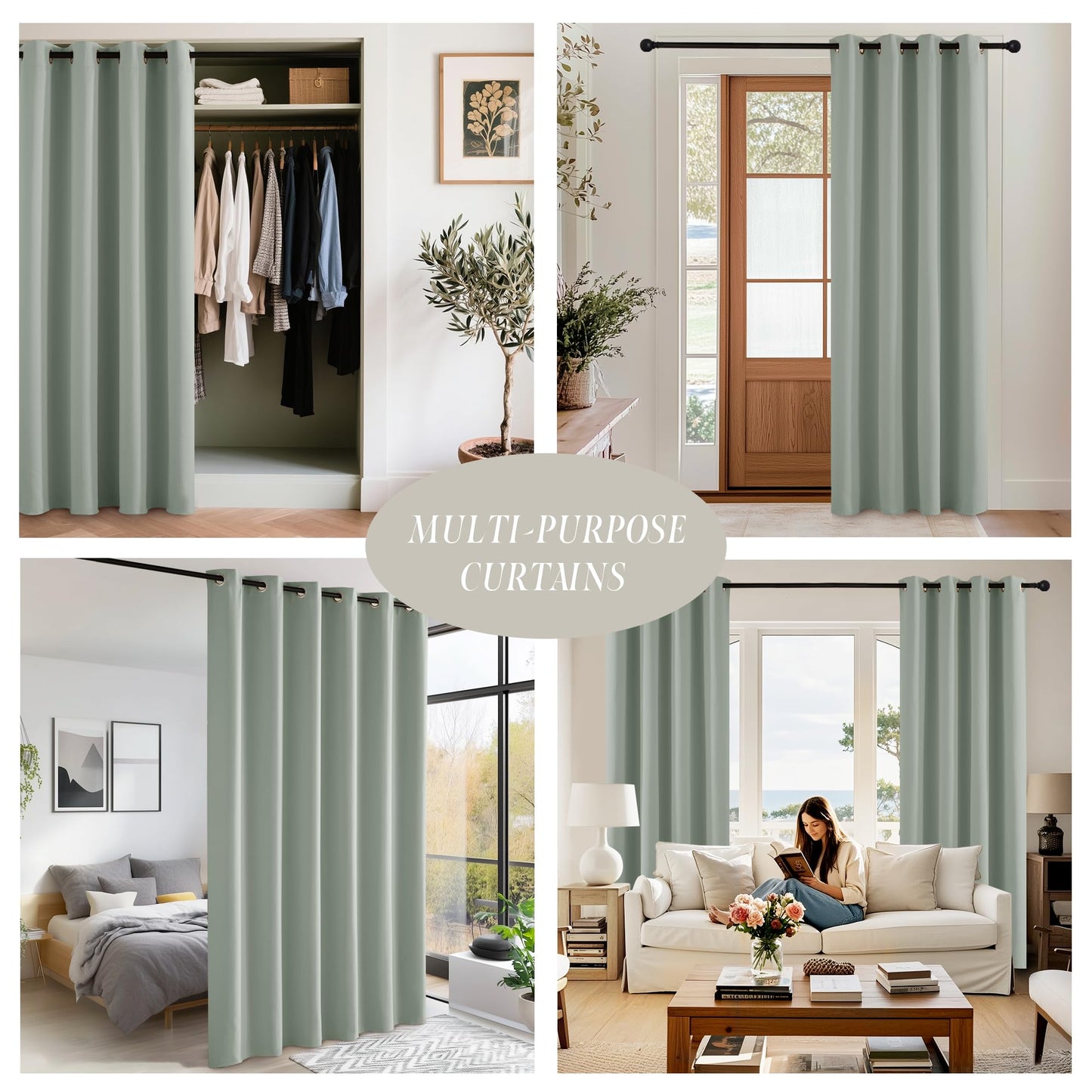 KGORGE Blackout Curtain Grey with Eyelets Door Curtain 200 cm Long - 1 Piece H 200 x W 140 cm Thermal Curtain Front Door Curtains Opaque Living Room Door Curtain Darkening Curtains Blackout