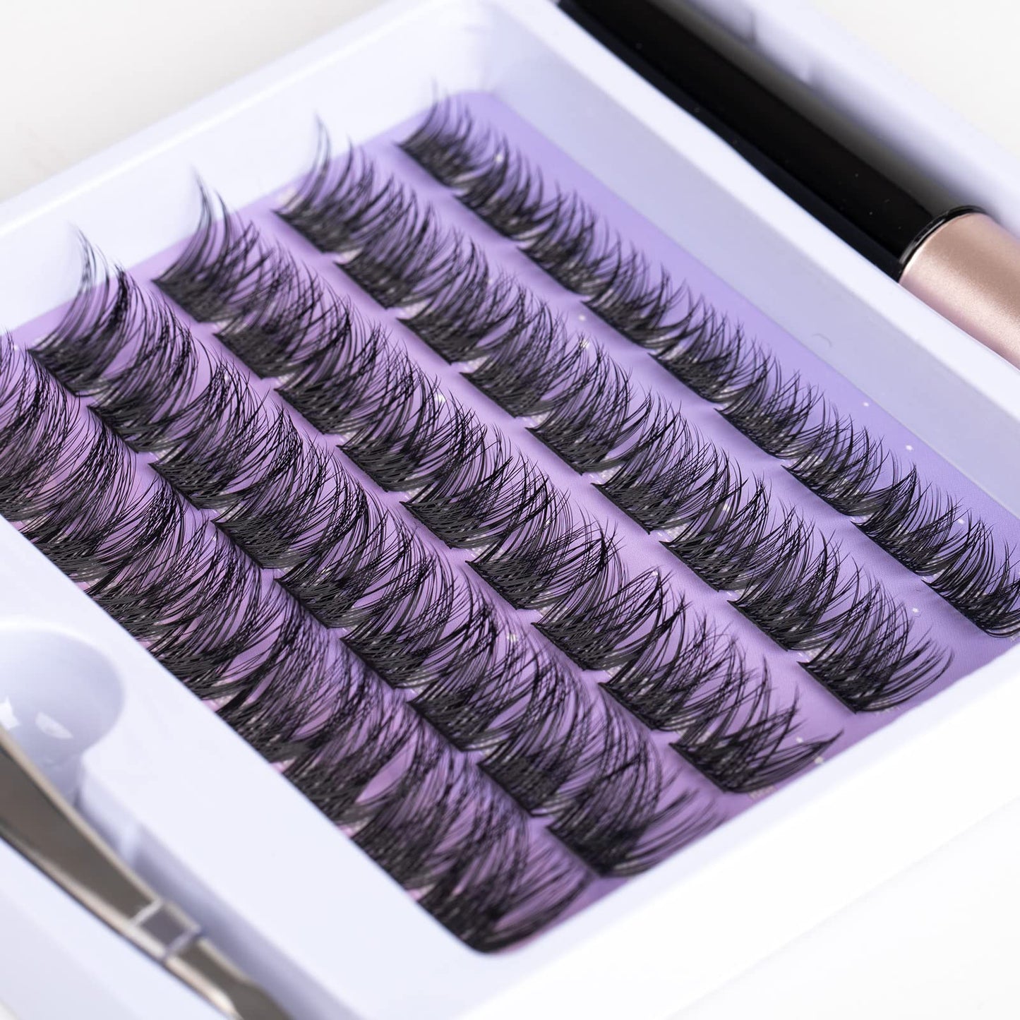 Wimpern Extensions 120 Büschel DIY Lash Extension Set Einzelne Wimpern mit Wimpernkleber und Pinzette für Anfänger Wimpernverlängerung zu Hause Individual Lashes 10-16mm C/D Curl - OP01