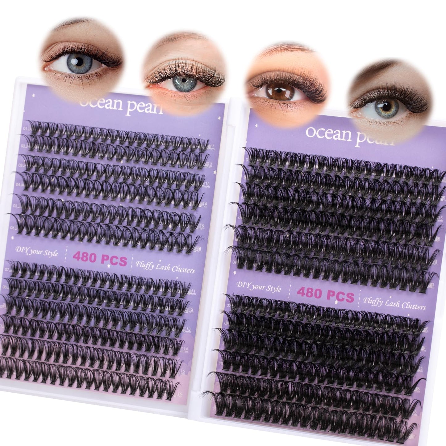 Wimpern Extensions 120 Büschel DIY Lash Extension Set Einzelne Wimpern mit Wimpernkleber und Pinzette für Anfänger Wimpernverlängerung zu Hause Individual Lashes 10-16mm C/D Curl - OP01