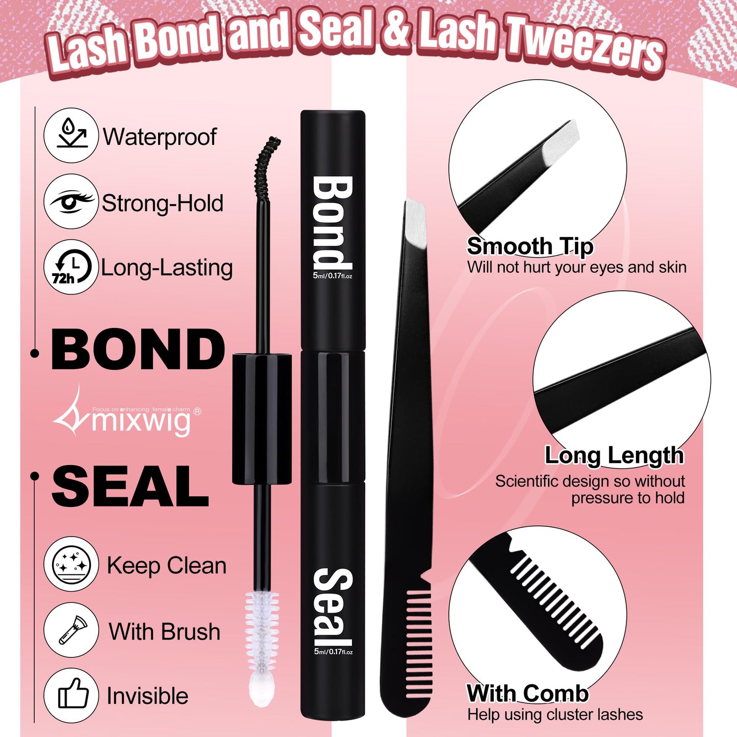 Wimpern Extensions Set Künstliche Wimpern Natürliche DIY Wimpernverlängerung Cluster Wimpern 16MM Individuelle Lashes Kit 40D Nerz Wimpern Fluffy mit Lash Bond und Seal Lash Tweezers