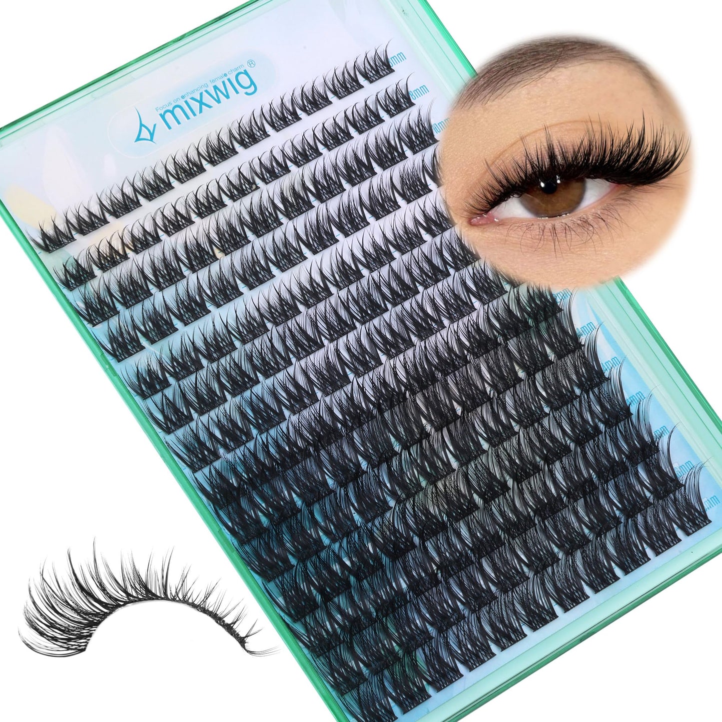 Wimpern Extensions Set Künstliche Wimpern Natürliche DIY Wimpernverlängerung Cluster Wimpern 16MM Individuelle Lashes Kit 40D Nerz Wimpern Fluffy mit Lash Bond und Seal Lash Tweezers