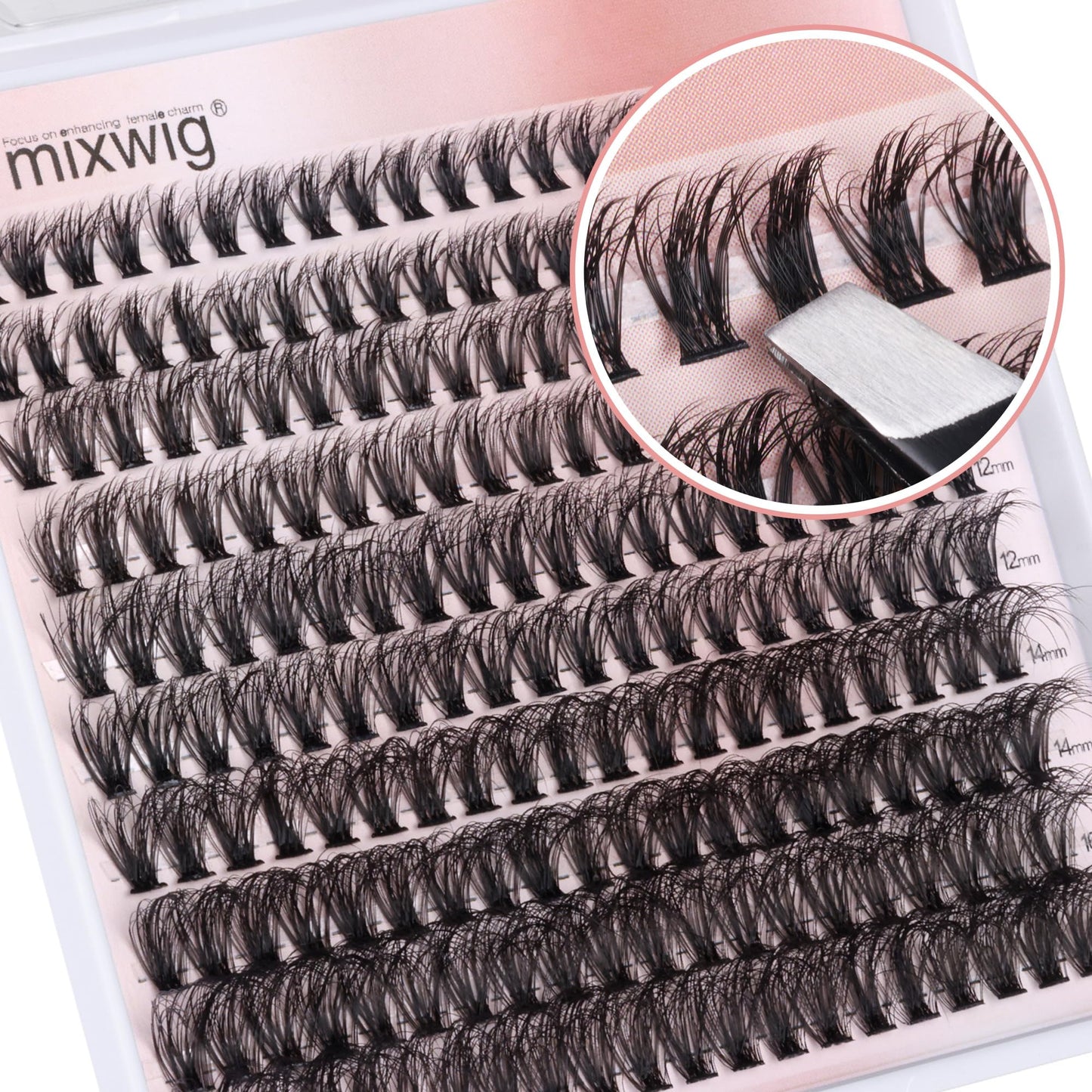 Wimpern Extensions Set Künstliche Wimpern Natürliche DIY Wimpernverlängerung Cluster Wimpern 16MM Individuelle Lashes Kit 40D Nerz Wimpern Fluffy mit Lash Bond und Seal Lash Tweezers