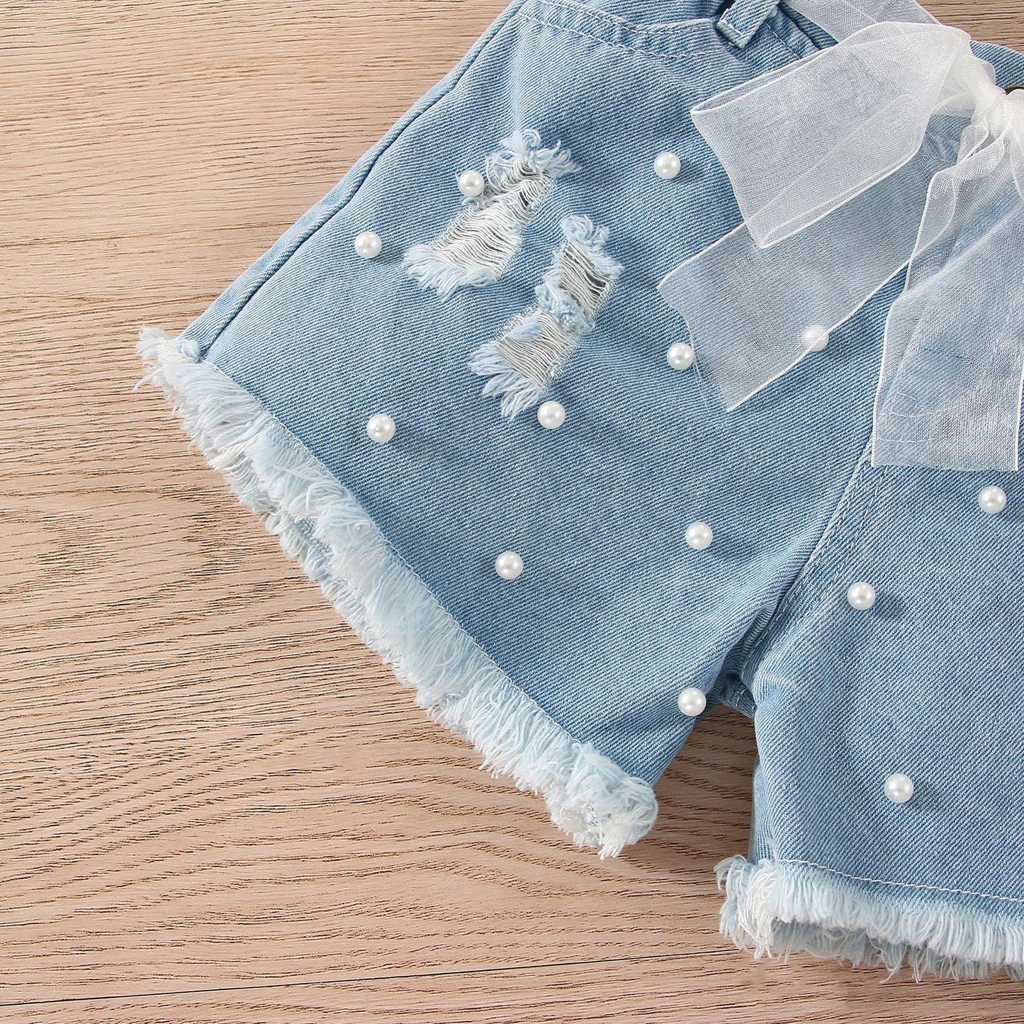 Kleinkind Kinder Baby Mädchen ärmellose Weste T-Shirt Tops Denim zerrissene Jeans Shorts 2er Set Sommer Outfits Kleid Baby Mädchen (White, 2-3 Years)