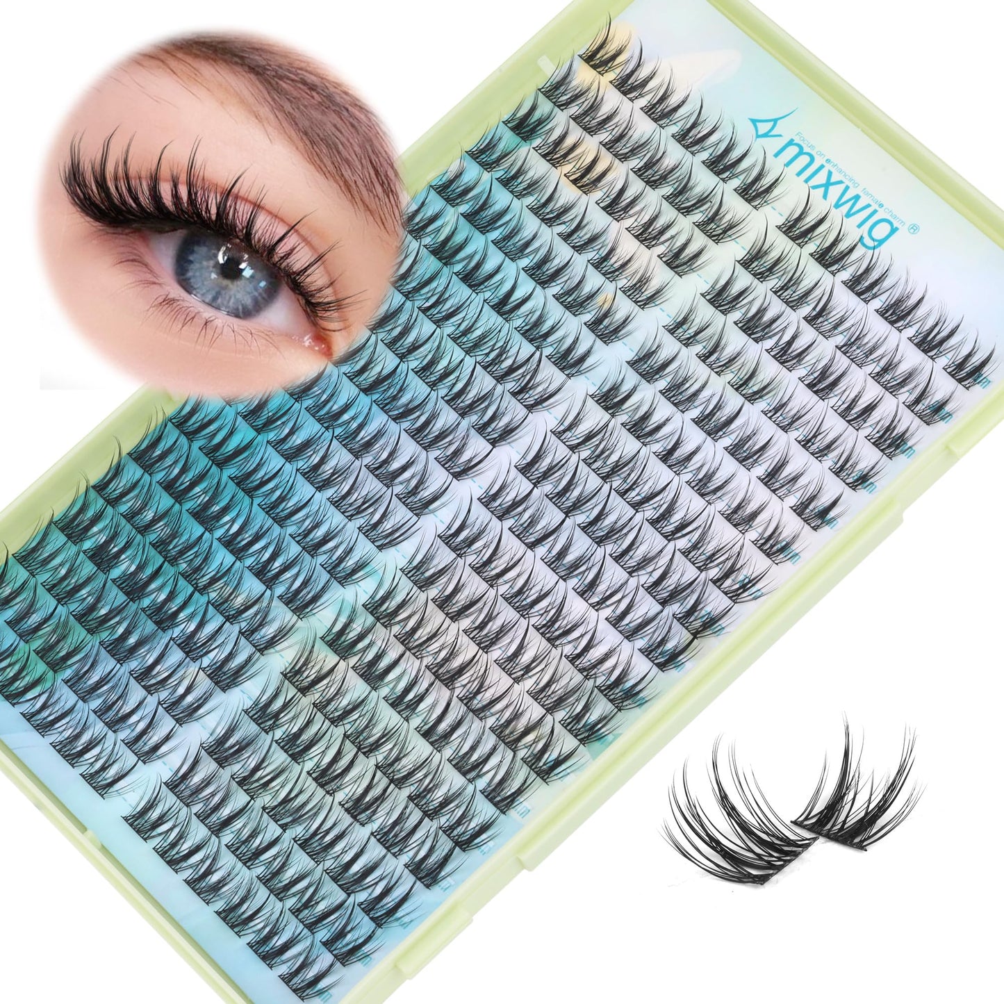Wimpern Extensions Set Künstliche Wimpern Natürliche DIY Wimpernverlängerung Cluster Wimpern 16MM Individuelle Lashes Kit 40D Nerz Wimpern Fluffy mit Lash Bond und Seal Lash Tweezers