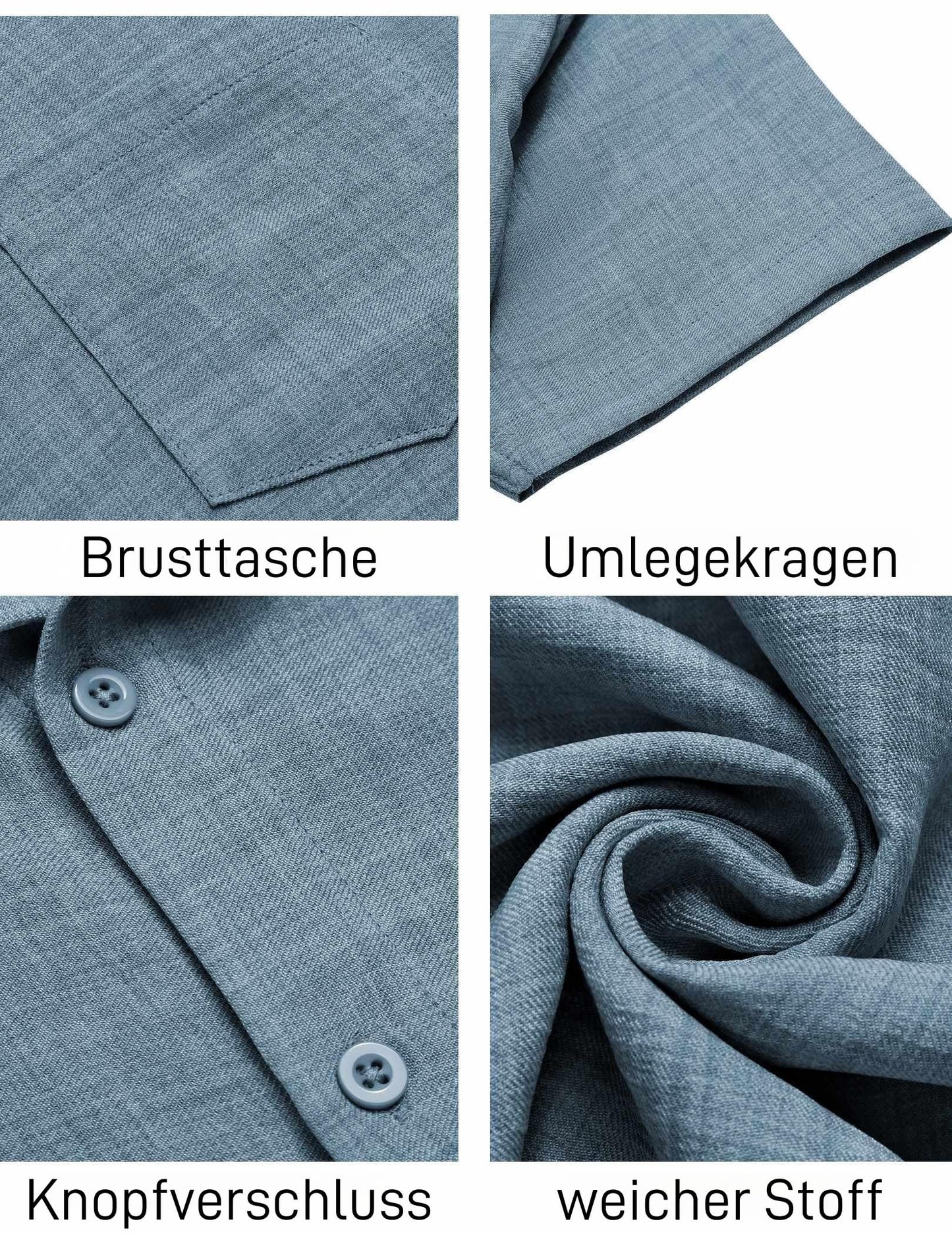 COOFANDY Herren Hemd Kurzarm Sommer Freizeit Männer Hemden Leicht Strand Regular Fit Hemd mit Brusttasche