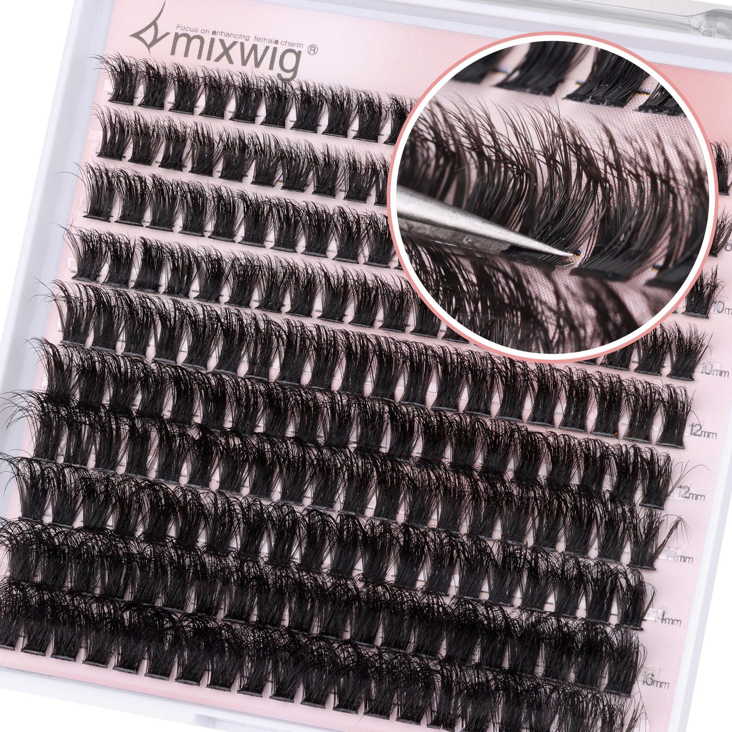 Wimpern Extensions Set Künstliche Wimpern Natürliche DIY Wimpernverlängerung Cluster Wimpern 16MM Individuelle Lashes Kit 40D Nerz Wimpern Fluffy mit Lash Bond und Seal Lash Tweezers