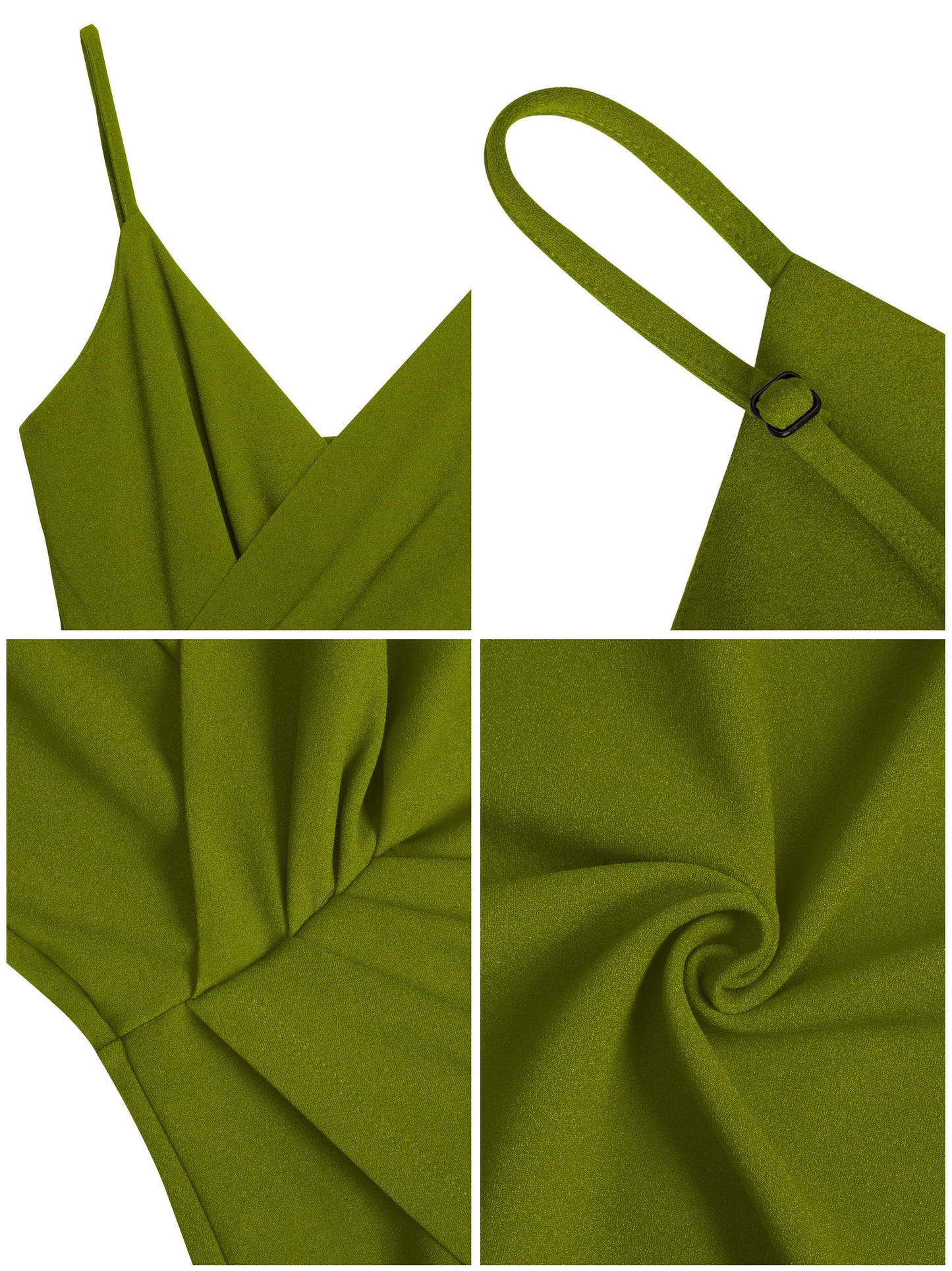 Missufe Damen Cocktailkleid Partykleid Wickelkleid Sommerkleid Midikleid Festliche Elegant Bodycon Hochzeit Ärmellos Spaghettiträger Abendkleider