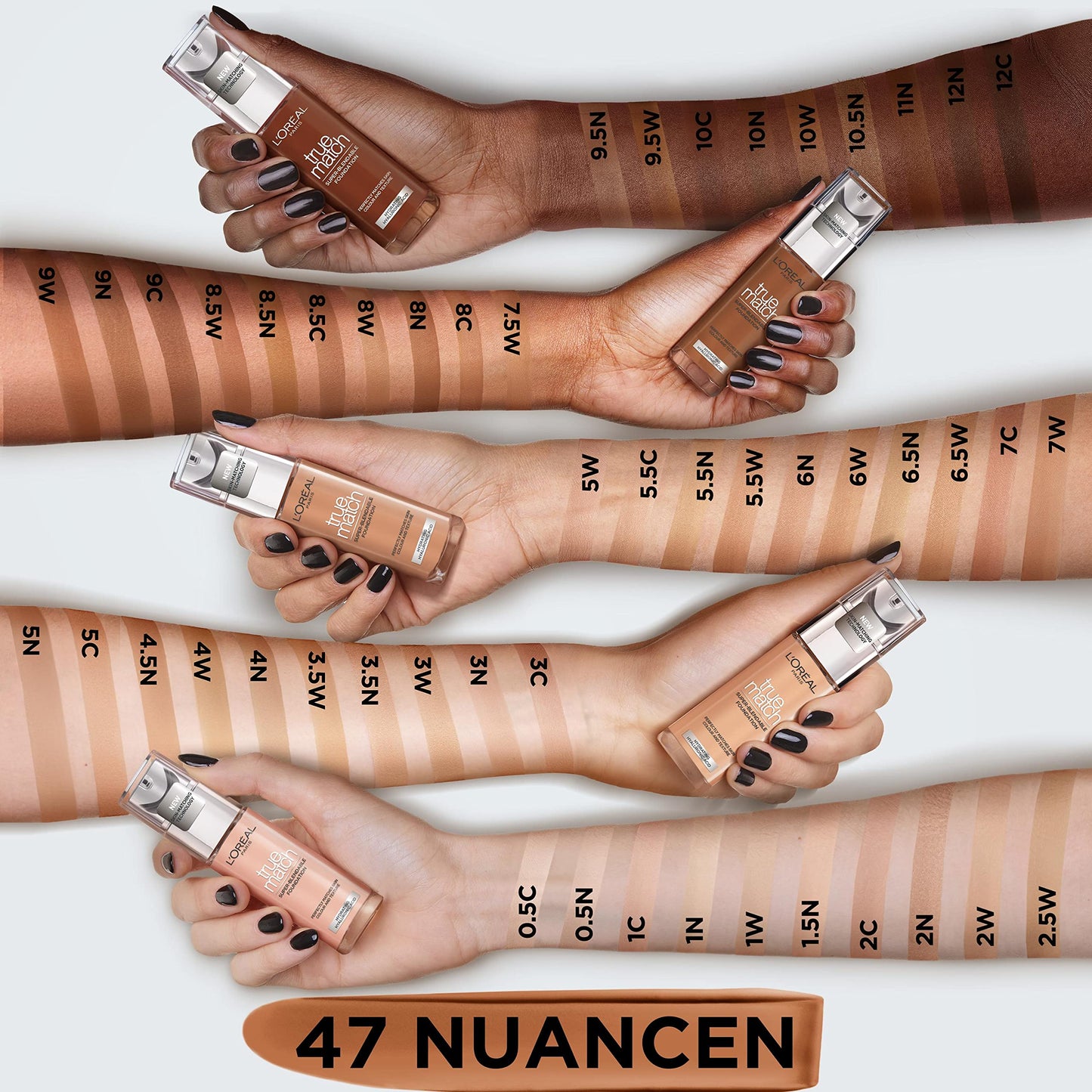 L'Oréal Paris Make up, Flüssige Foundation mit Hyaluron und Aloe Vera, True Match Make-Up, Nr. 5.N Sand, 30 ml