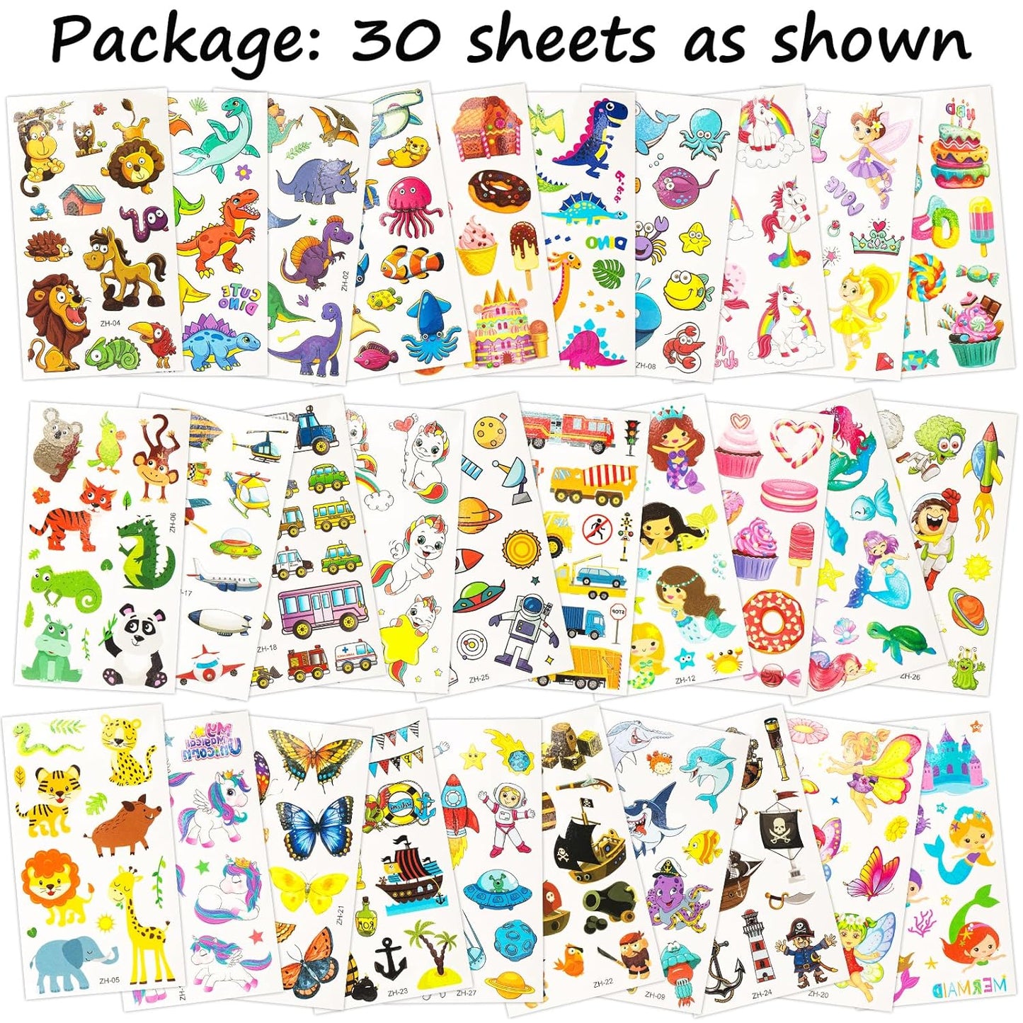 Habett Children's Tattoo Set 300+ Girls Boys Temporary Children's Tattoos Dinosaur Space Animals Butterfly Fish Adhesive Tattoos for Children's Birthday Party Birthday Decoration Party Decoration