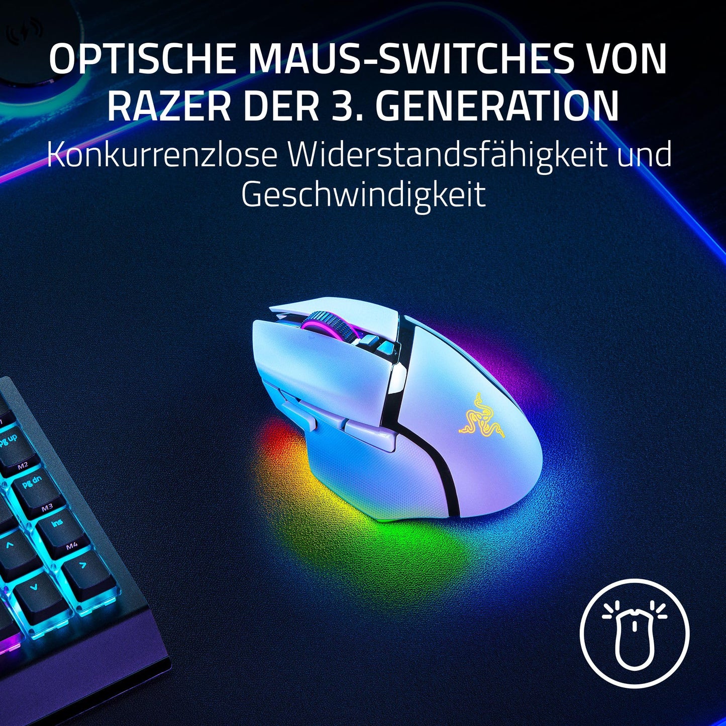 Razer Basilisk V3 - Kabelgebundene, anpassbare Gaming Maus mit Chroma RGB für PC/Mac (10+1 programmierbare Tasten, neigbares HyperScroll Mausrad, ergonomisches Design) Schwarz