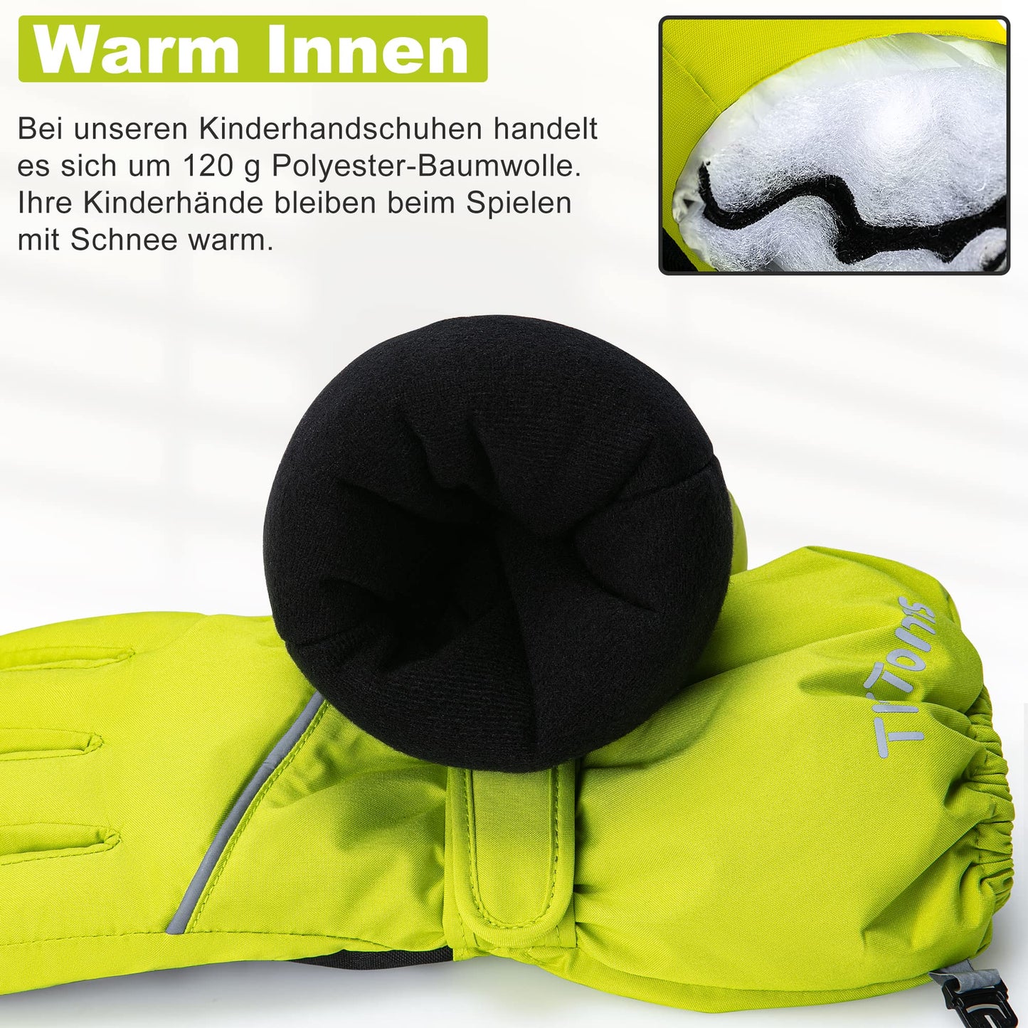 ThxToms Children's Ski Gloves, Winter Ski Gloves, -15°C, Windproof, Waterproof, Warm, Oxford Palm, Thickened for Cold Weather, Outdoor Sports, Snowboarding, Skiing, for Boys and Girls