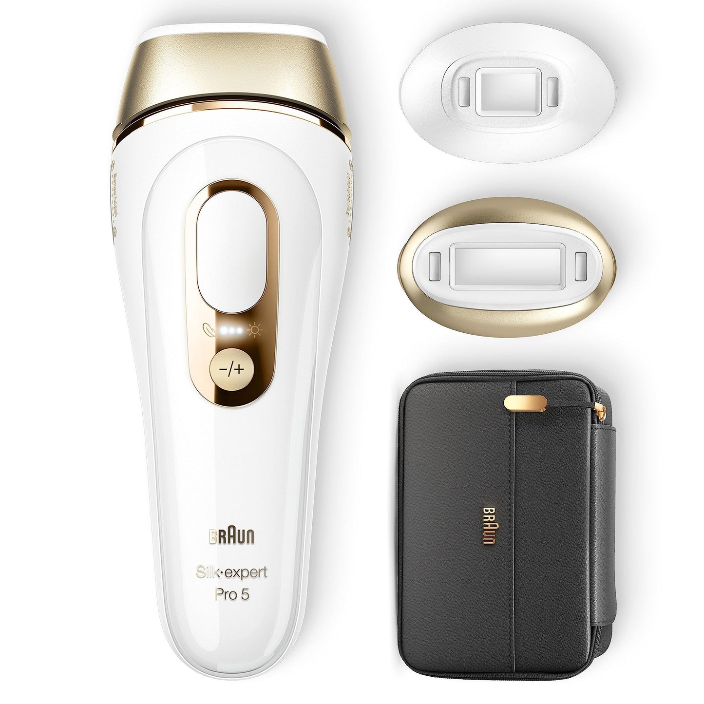 Braun IPL Silk Expert Pro 5 Haarentfernungsgerät Damen, sichtbare Haarentfernung, Designed In Germany, Venus Rasierer, 3 Aufsätze, Alternative zu Laser Haarentfernung, PL5262, weiß/gold