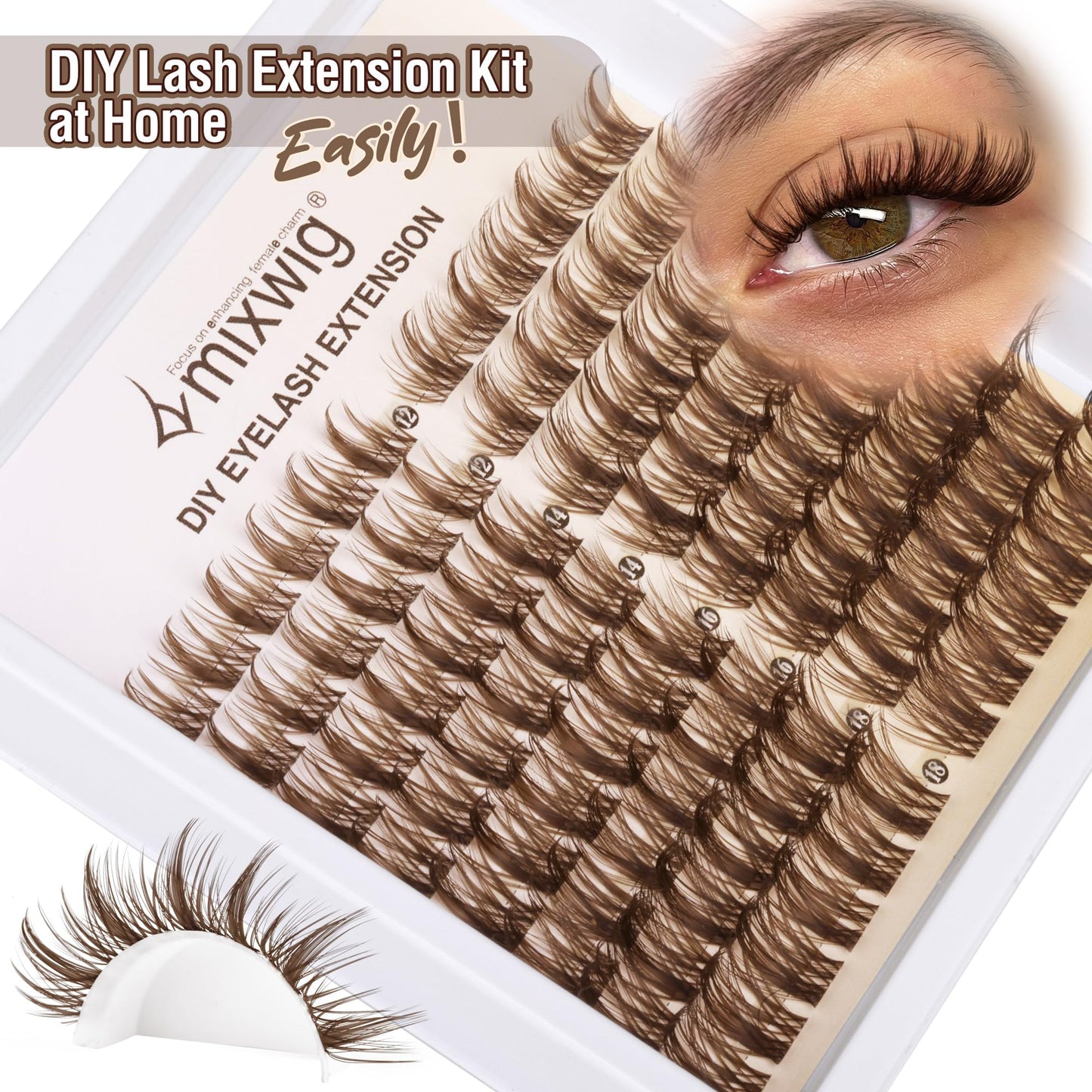 Wimpern Extensions Set Künstliche Wimpern Natürliche DIY Wimpernverlängerung Cluster Wimpern 16MM Individuelle Lashes Kit 40D Nerz Wimpern Fluffy mit Lash Bond und Seal Lash Tweezers