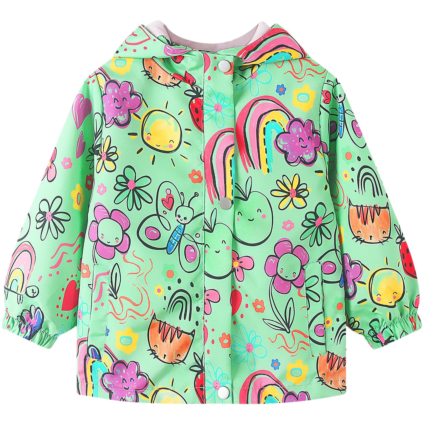 JinBei Children's Waterproof Jacket Children's Hooded Coat Windproof Jackets Long Sleeve Jacket Outdoor Lightweight Zip Coat for Boys & Girls Size 98-134
