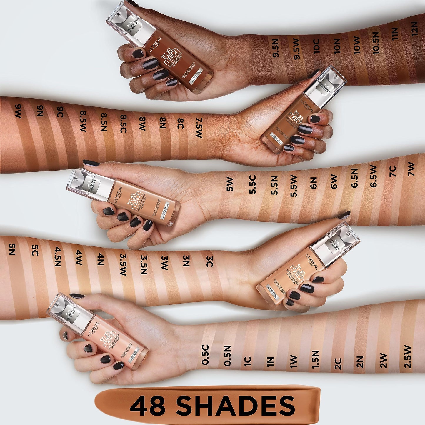 L'Oréal Paris Make up, Flüssige Foundation mit Hyaluron und Aloe Vera, True Match Make-Up, Nr. 5.N Sand, 30 ml