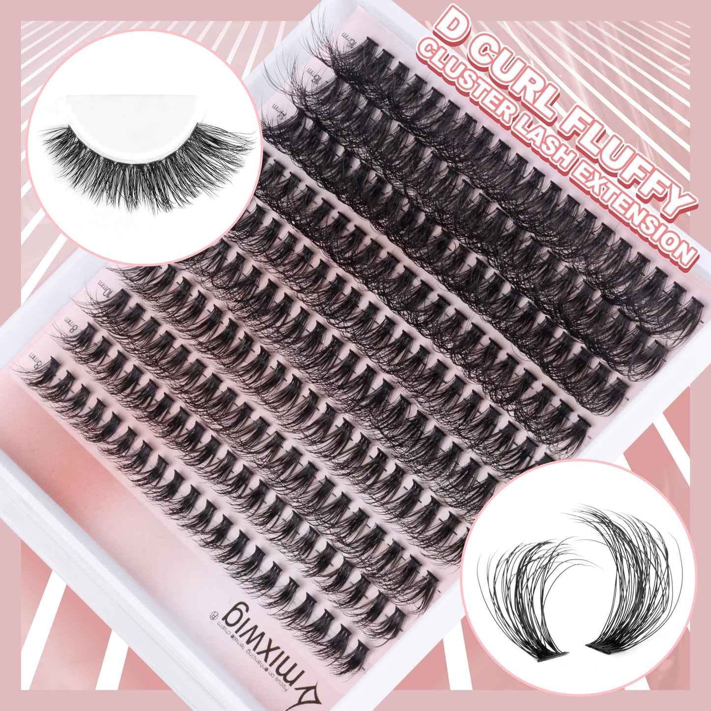 Wimpern Extensions Set Künstliche Wimpern Natürliche DIY Wimpernverlängerung Cluster Wimpern 16MM Individuelle Lashes Kit 40D Nerz Wimpern Fluffy mit Lash Bond und Seal Lash Tweezers