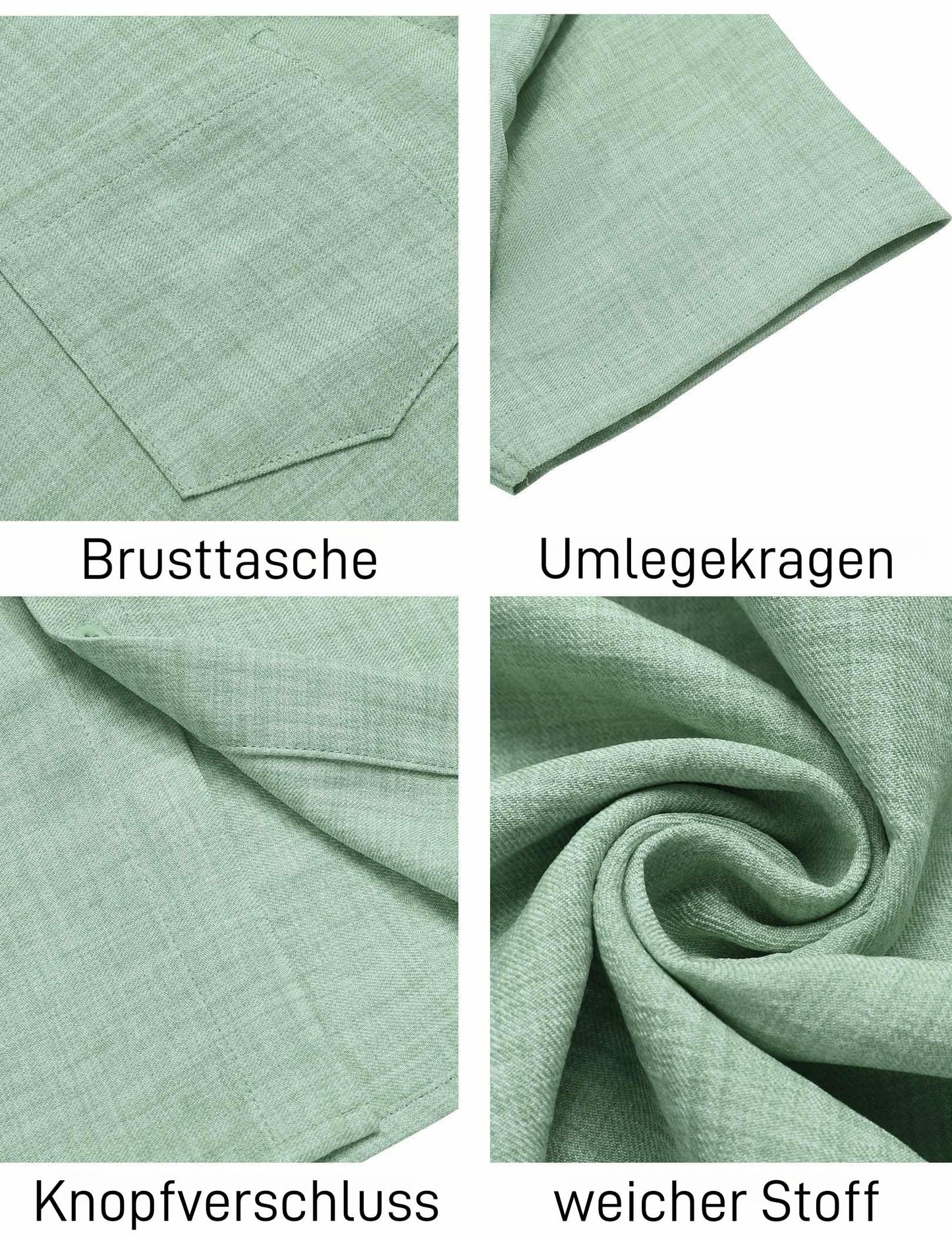COOFANDY Herren Hemd Kurzarm Sommer Freizeit Männer Hemden Leicht Strand Regular Fit Hemd mit Brusttasche